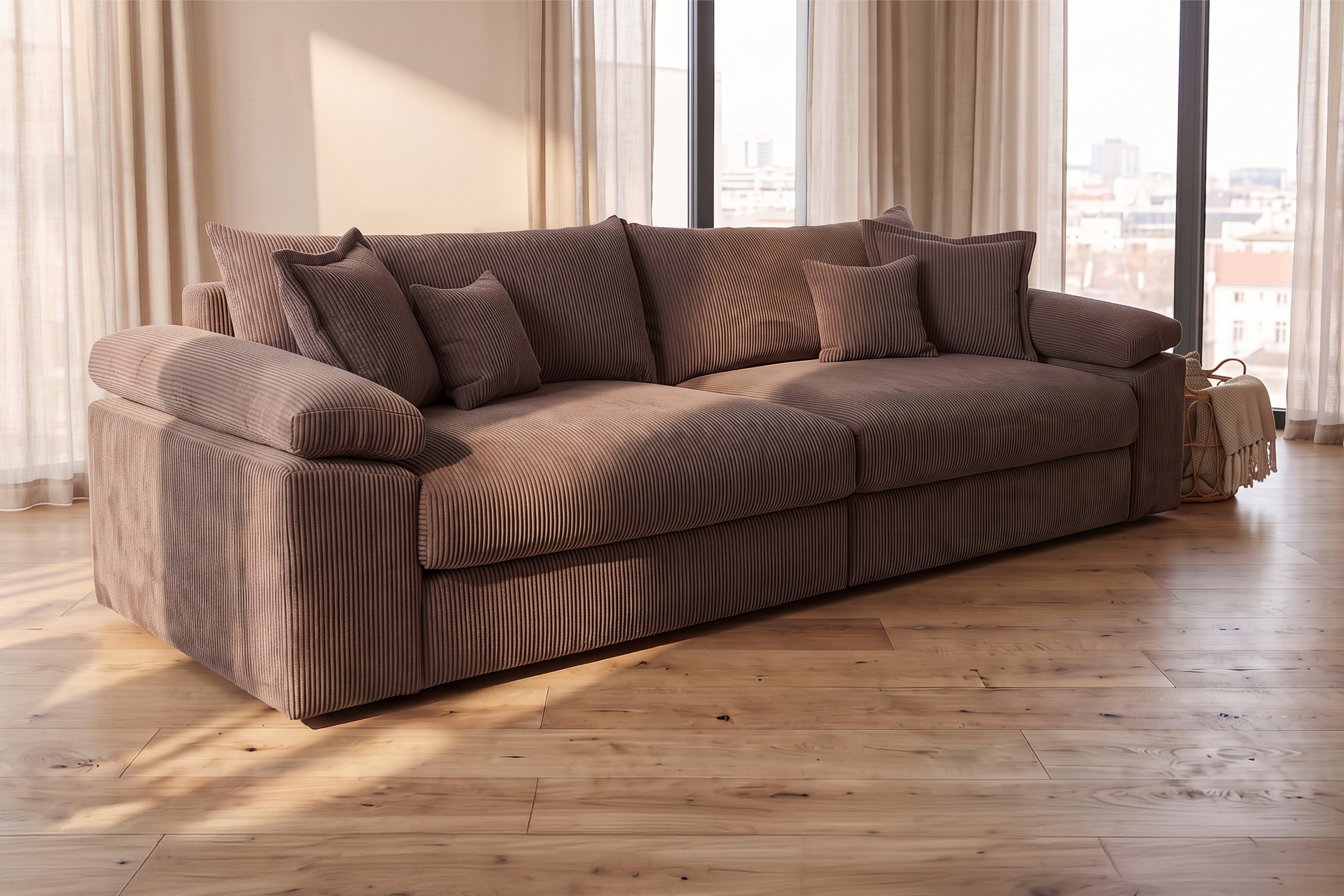 OTTO home Big-Sofa Soft&Cosy XXL, B: 303 cm - OTTO. Verlässliche Qualität., Mega-Sofa, Cord oder Chenille-Struktur, mit Federkern & 4 Zierkissen – Bild 2 von 5