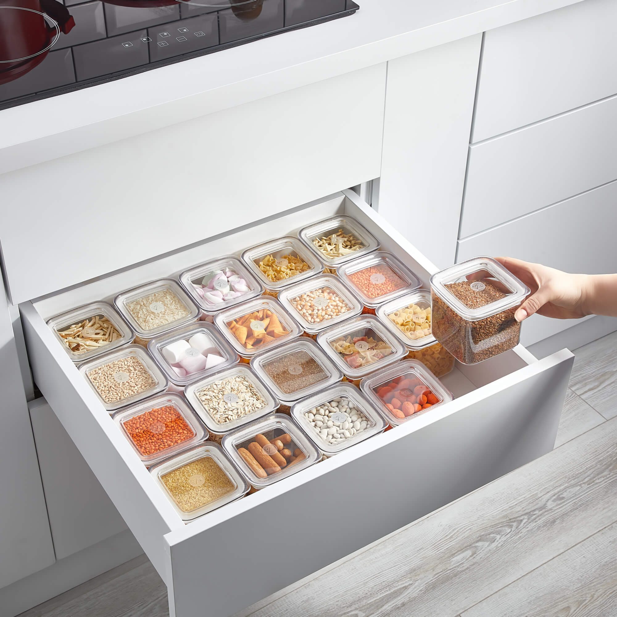 Vip Ahmet Vorratsdose Vorratsdosen Mit Deckel (5 Größen), 20er Set Organizer Box, Kunststoff, (20-tlg., 4x 0,350L, 4x 1,2L, 4x 1L, 20er-Set, 4x 0,7L, 4x 1,7L),  – Bild 5 von 5