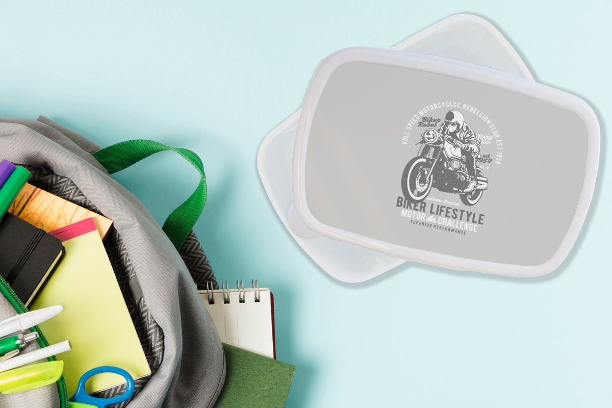 Motor - Lunchbox Mädchen - Kinder und MuchoWow Brotbox Mancave Kunststoff, für Weiß - und Schwarz Vintage, Jungs Brotdose, Erwachsene, (2-tlg), - für