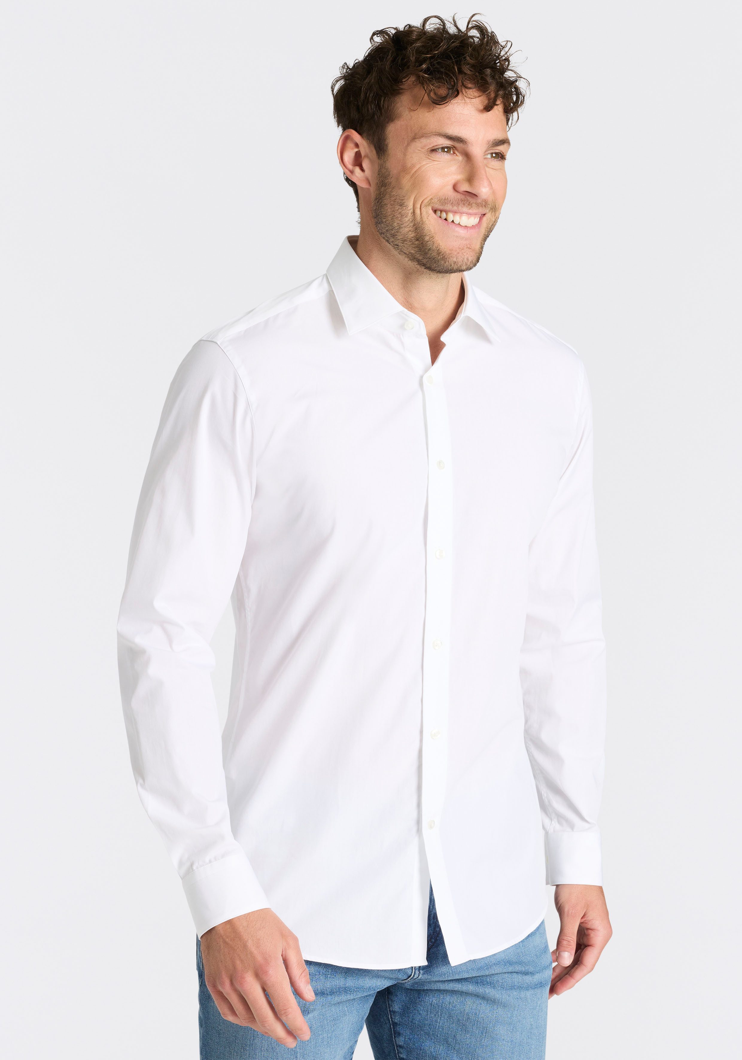 HUGO Businesshemd Valerio Kentkragen, Modern Fit, bügelleichte Qualität