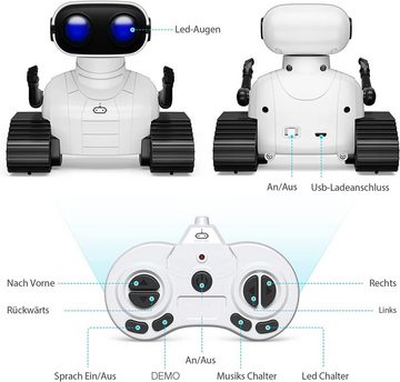 Gontence RC-Roboter RC-Roboter Intelligenter Roboter (2.4GHz Ferngesteuertes Roboter Spielzeug, 1-tlg., wiederaufladbar mit LED-Augen,Musik,Interessanten Geräuschen)