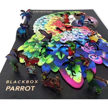 ANIWOOD Konturenpuzzle ANIWOOD,Papagei,Holz,mehrfarbig, 121 Puzzleteile, Größe M (19,8 x 28,0 x 0,5 cm)