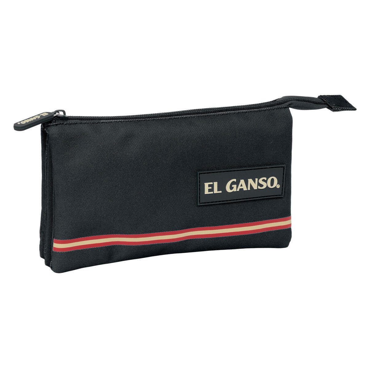 El Ganso Federtasche Dreifaches Mehrzweck-Etui El Ganso Schwarz 22x12x3cm für Schule und Bü