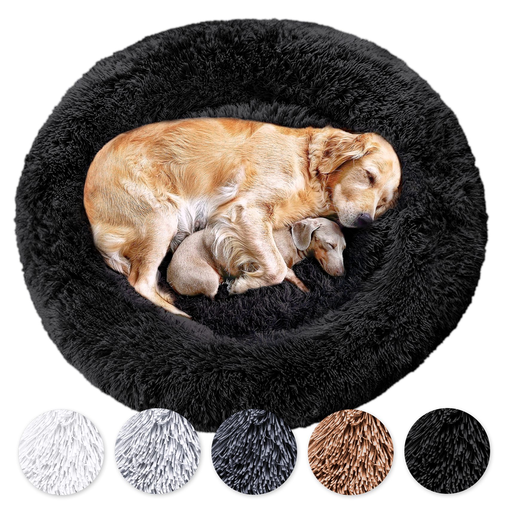 Wahre Tierliebe Tierbett - Flauschiges Hundebett Donut, Deutschlands Original, waschbar, Verschiedene Größen und Farben, extra flauschig