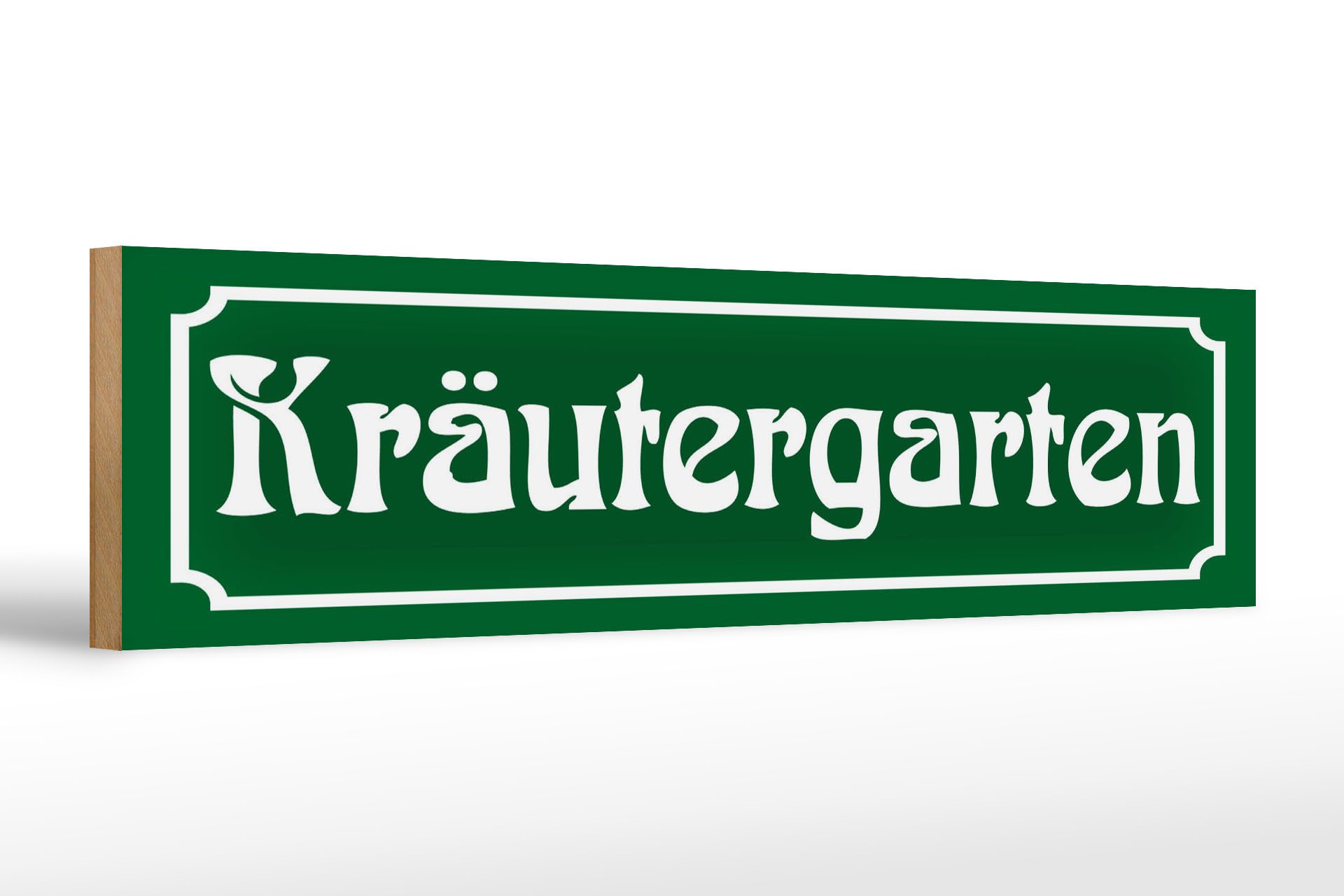 Holzbild Hinweis 46x10 cm Kräutergarten Altdeutsch