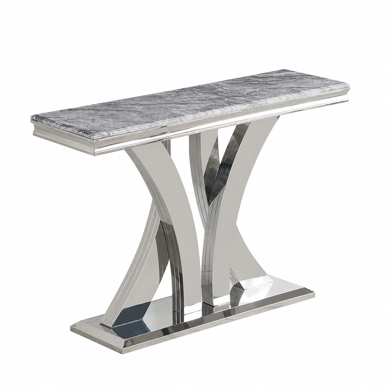 Xlmoebel Konsolentisch Konsolentisch Edelstahl Marmoroptik Silber Sofort (Packung, 1-St., 1x Konsolentisch), Made in Europa