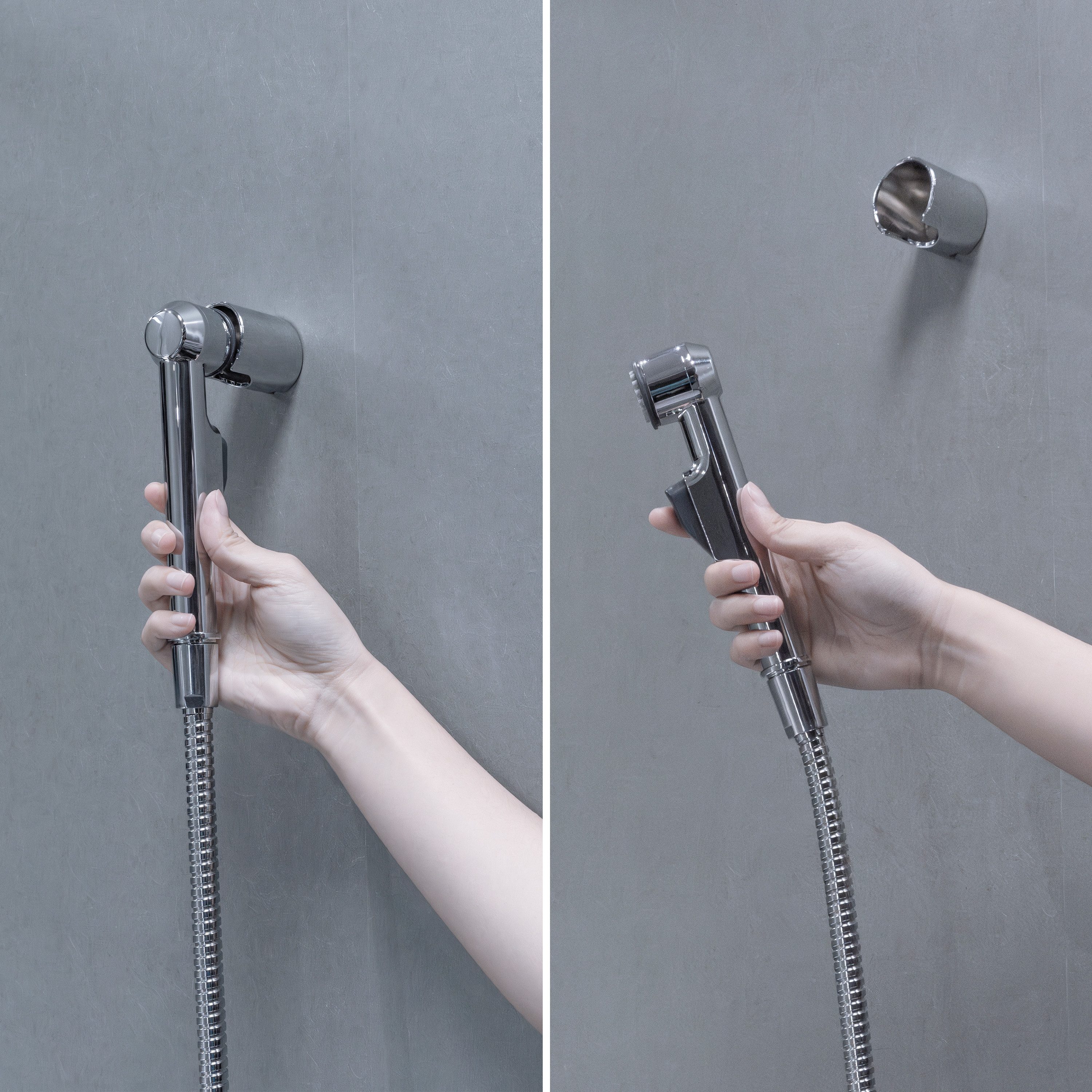 Euroshowers GmbH Waschbeckendusche Universal Chrom 150 cm, (4-tlg), Knopfdruck-Umschaltung, Anti-Kalk-Noppen, M24/M22, Edelstahl-Schlauch – Bild 4 von 5
