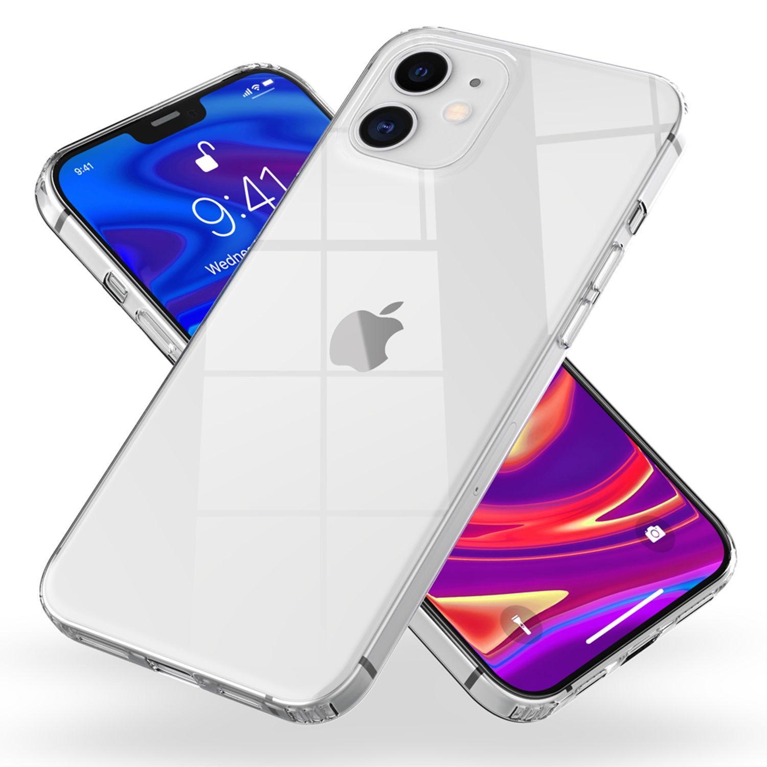 Nalia Smartphone-Hülle Apple iPhone 12 Apple iPhone 12 Pro 15,5 cm (6,1 Zoll), Klare Hybrid Hülle / Harte Rückseite / Kratzfest / Super Transparent