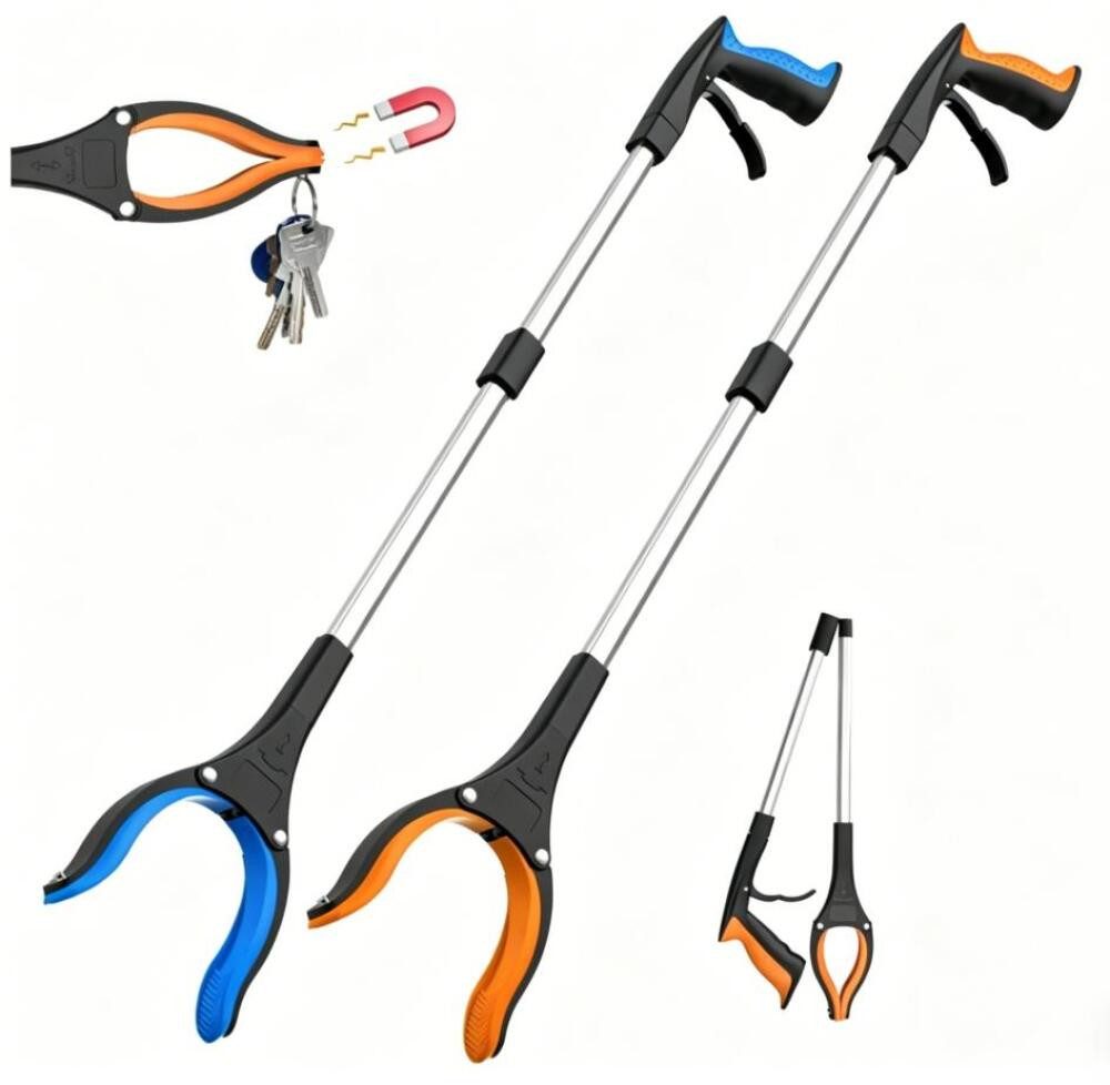 FELIXLEO Greifarm 2er-Pack 80cm Greifzange für Senioren mit 360° Drehkopf rutschfest., 2-tlg.