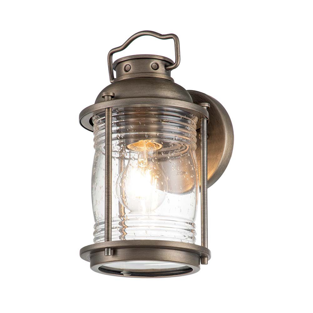 Elstead LIGHTING Außen-Wandleuchte, Leuchtmittel nicht inklusive, Außenleuchte Wandlaterne Wandlampe Messing bronze Alu Glas klar E27