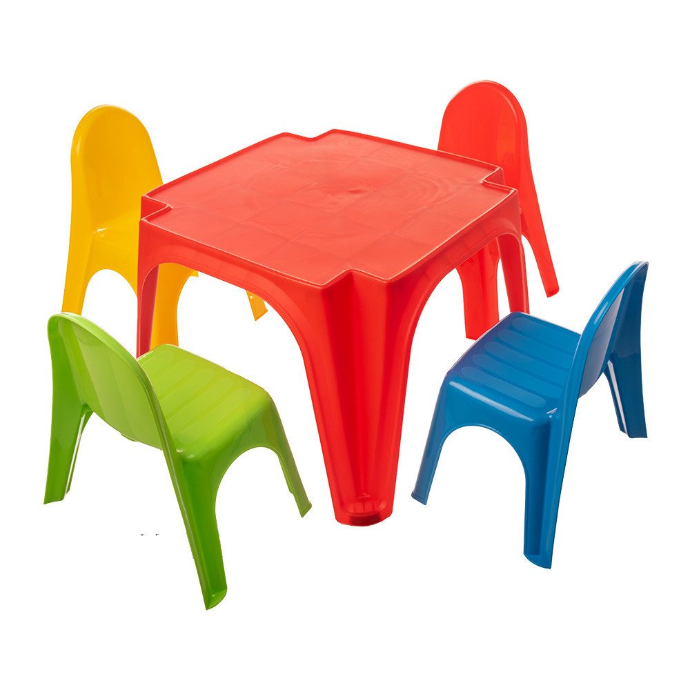 Starplast Kindersitzgruppe Starplast Kinder Möbelset Tisch mit 4 Stühlen