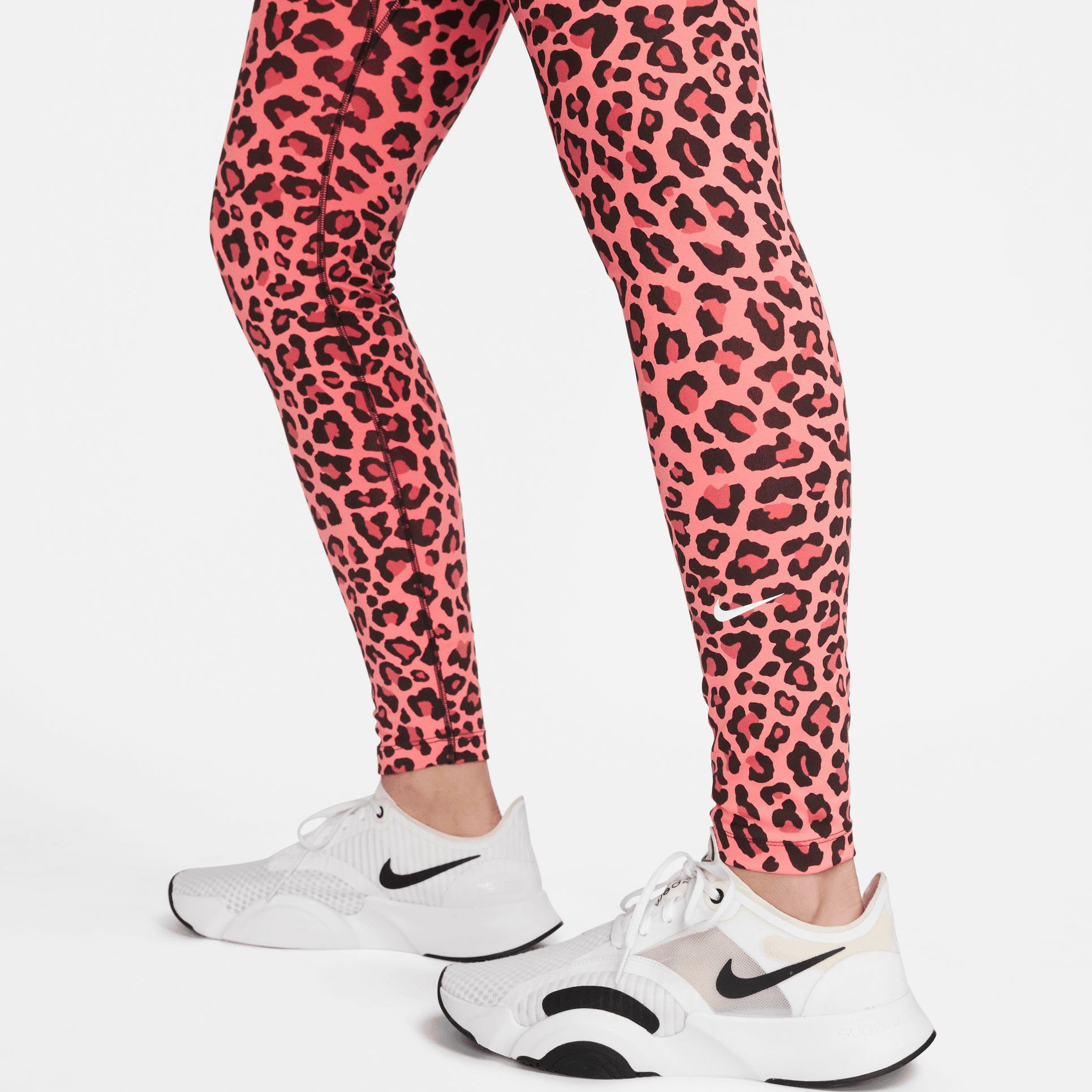 Nike Trainingstights Printed One Leggings Dri-FIT rot High-Waisted Women's