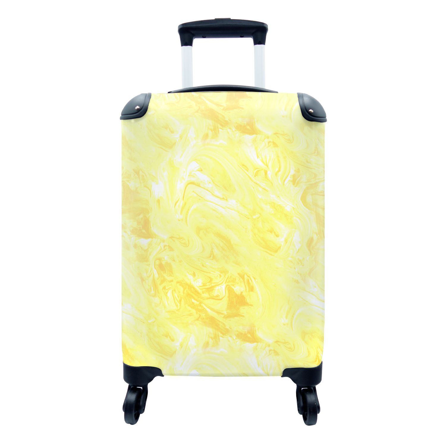 MuchoWow Handgepäckkoffer Gelb - Muster - Marmor - Farbe, 4 Rollen, Reisetasche mit rollen, Handgepäck für Ferien, Trolley, Reisekoffer