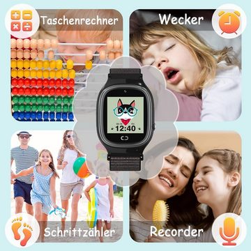 PTHTECHUS Aufnahme Video Player für Jungen Mädchen Uhr 3-12 Jahre alt Geschenk Smartwatch (1.44 Zoll), mit Anruf HD Touchscreen MP3 Musik Player Spiel Schrittzähler Kamera