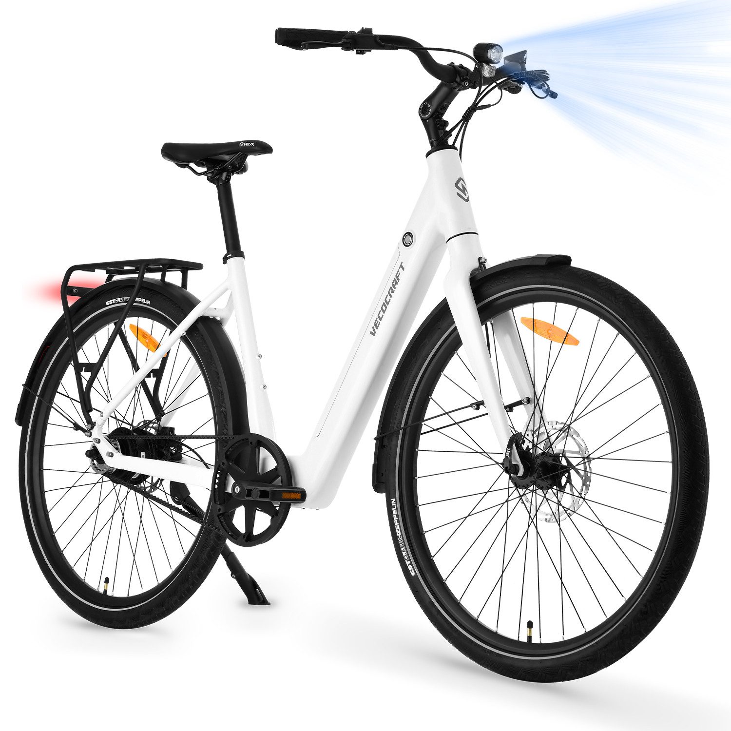 VECOCRAFT E-Bike Cityrad 28" LUNA NEO Elektrofahrrad mit Gates Riemenantrieb, Drehmomentsensor, 45Nm Heckmotor, 374,4 Wh, (hydraulische Scheibenbremsen), Pedelec, ebike für Damen und Herren