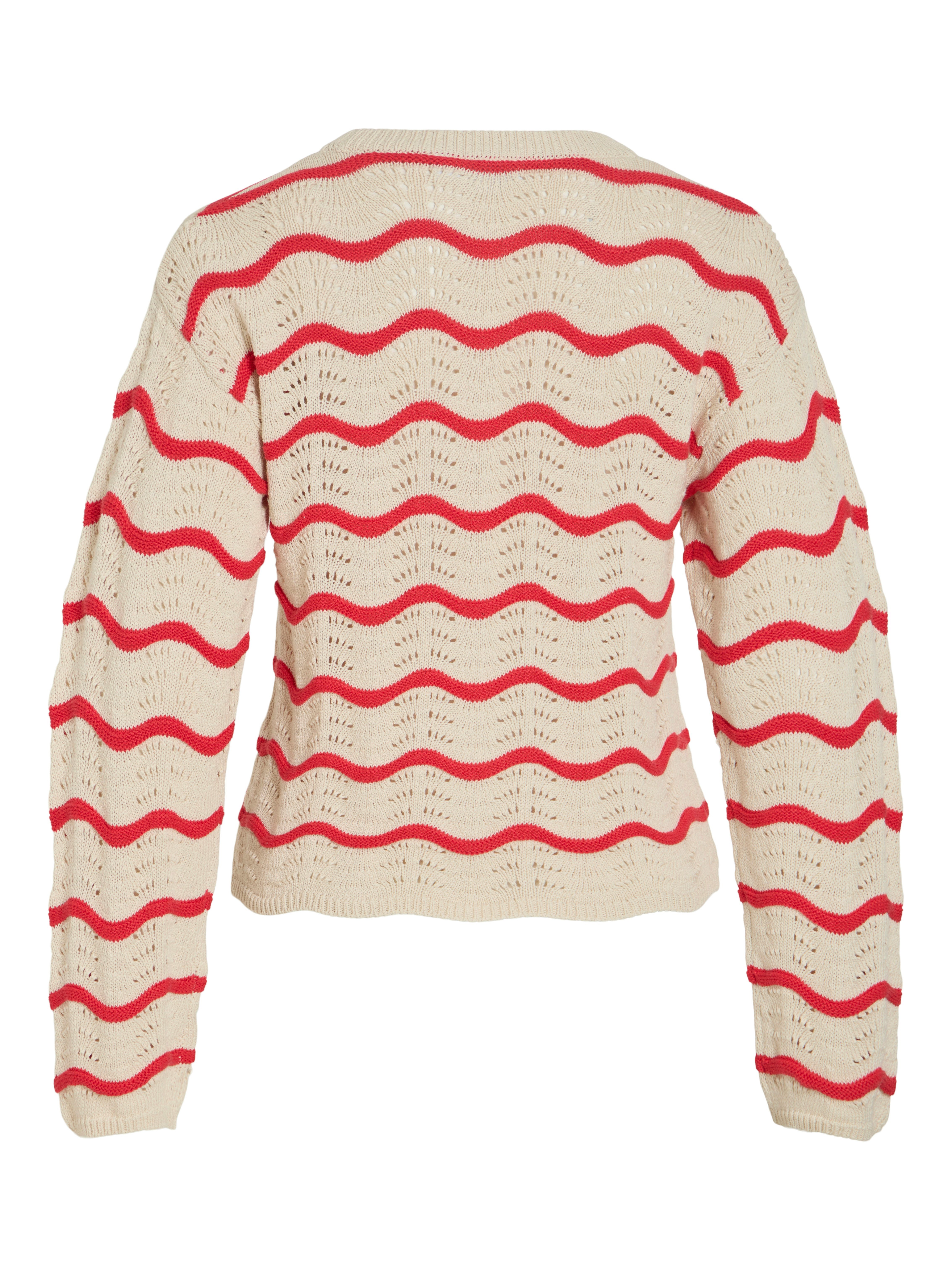 Vila Strickpullover VIWAVE O-NECK LS POINTELLE KNIT TOP-NOOS