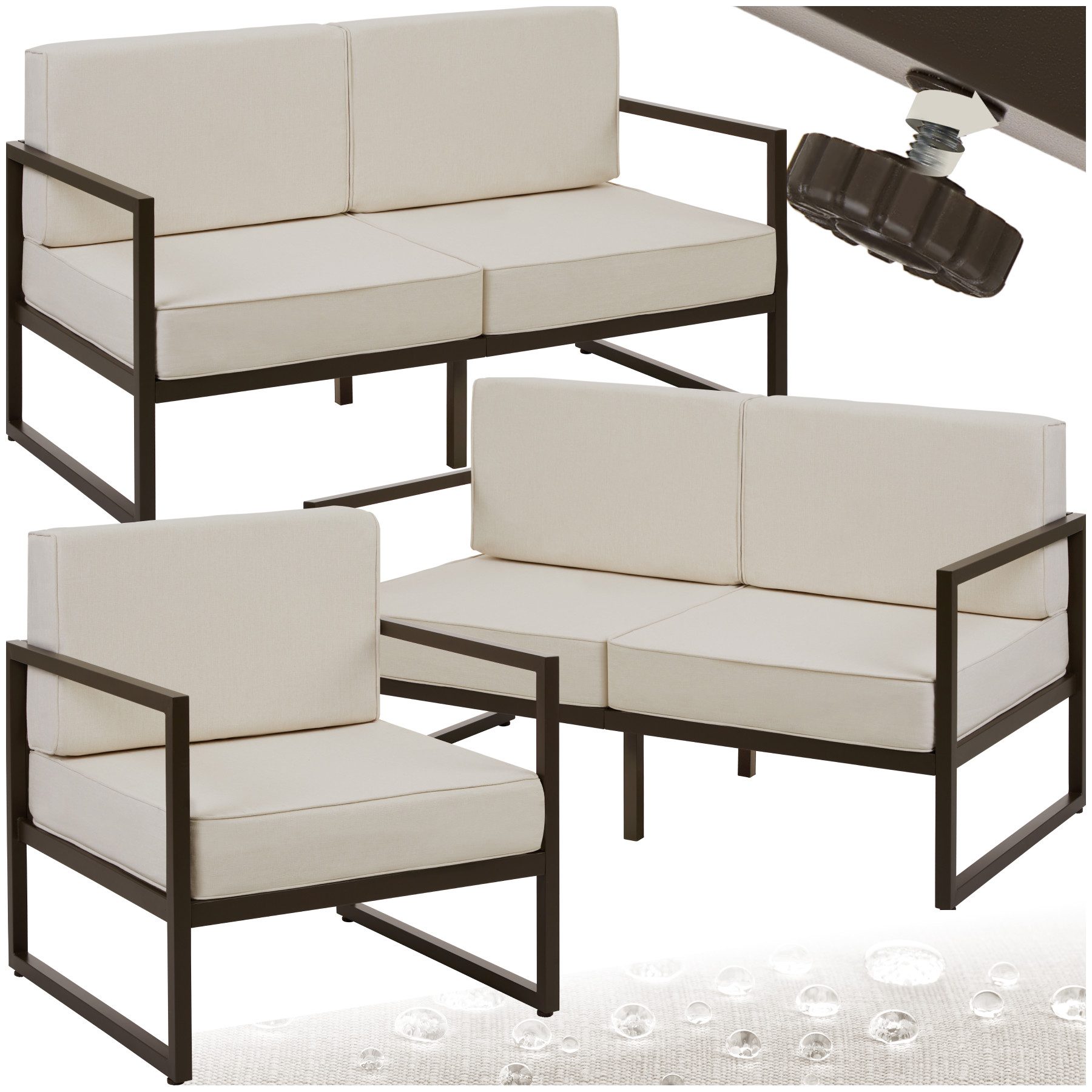 tectake Essgruppe Garten-Loungeset, (Set., 3-tlg), Pulverbeschichtete günstig online kaufen