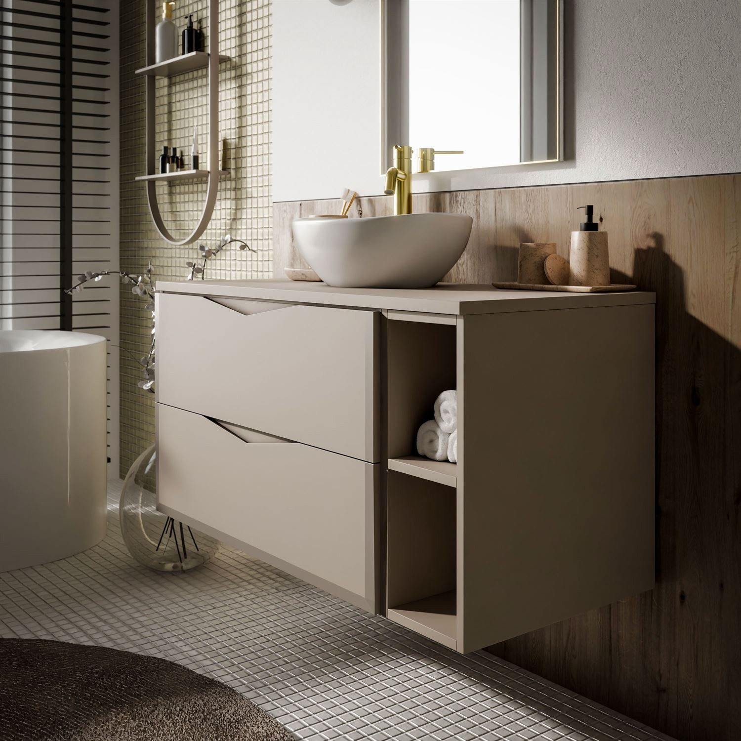 Lookway Badmöbel-Set MIRA II 80 cm mit Soft-Close & Waschbecken, (Badezimmerschrank mit wählbarem, Becken und Armatur), mit Soft-Close-System, 80x50x46 cm – Bild 5 von 5