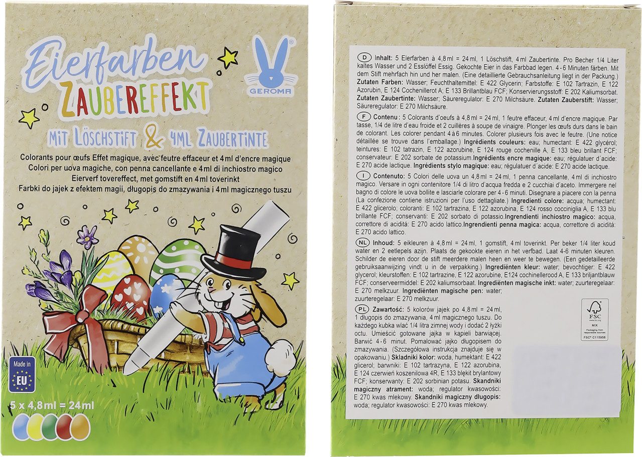 Rodermund Eierfarbe Eierfarben Zaubereffekt 5 Farben mit Zaubertinte &