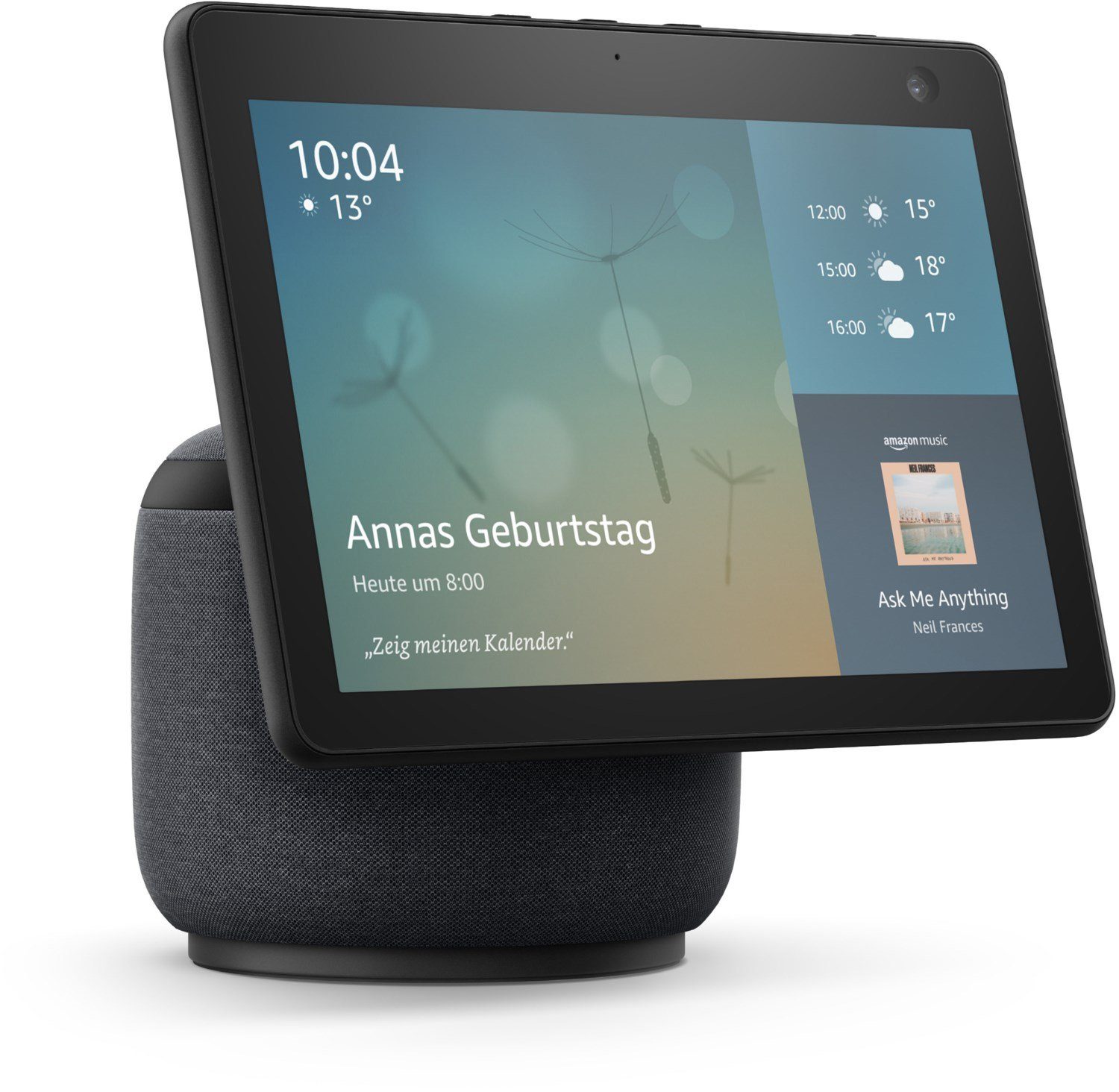 Amazon Echo Show 10 - Smart Display Alexa Gerät mit Bewegungsfunktion Sprachgesteuerter Lautsprecher (Sprachassistent, Videoanruf, Streaming, WLAN, Bluetooth)