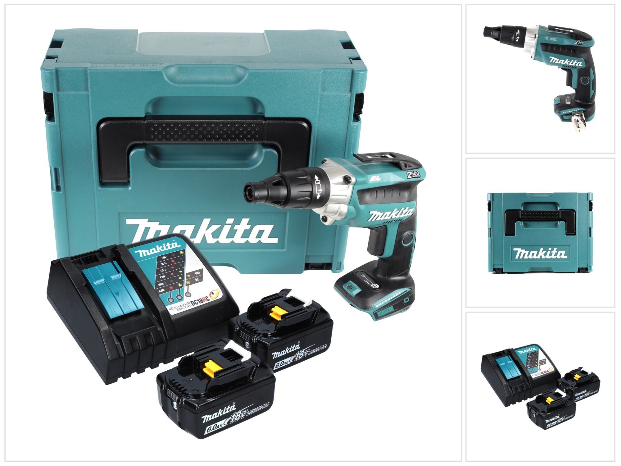 Makita Akku-Trockenbauschrauber DFS 251 RGJ Akku Trockenbauschrauber 18 V Brushless + 2x Akku 6,0 Ah