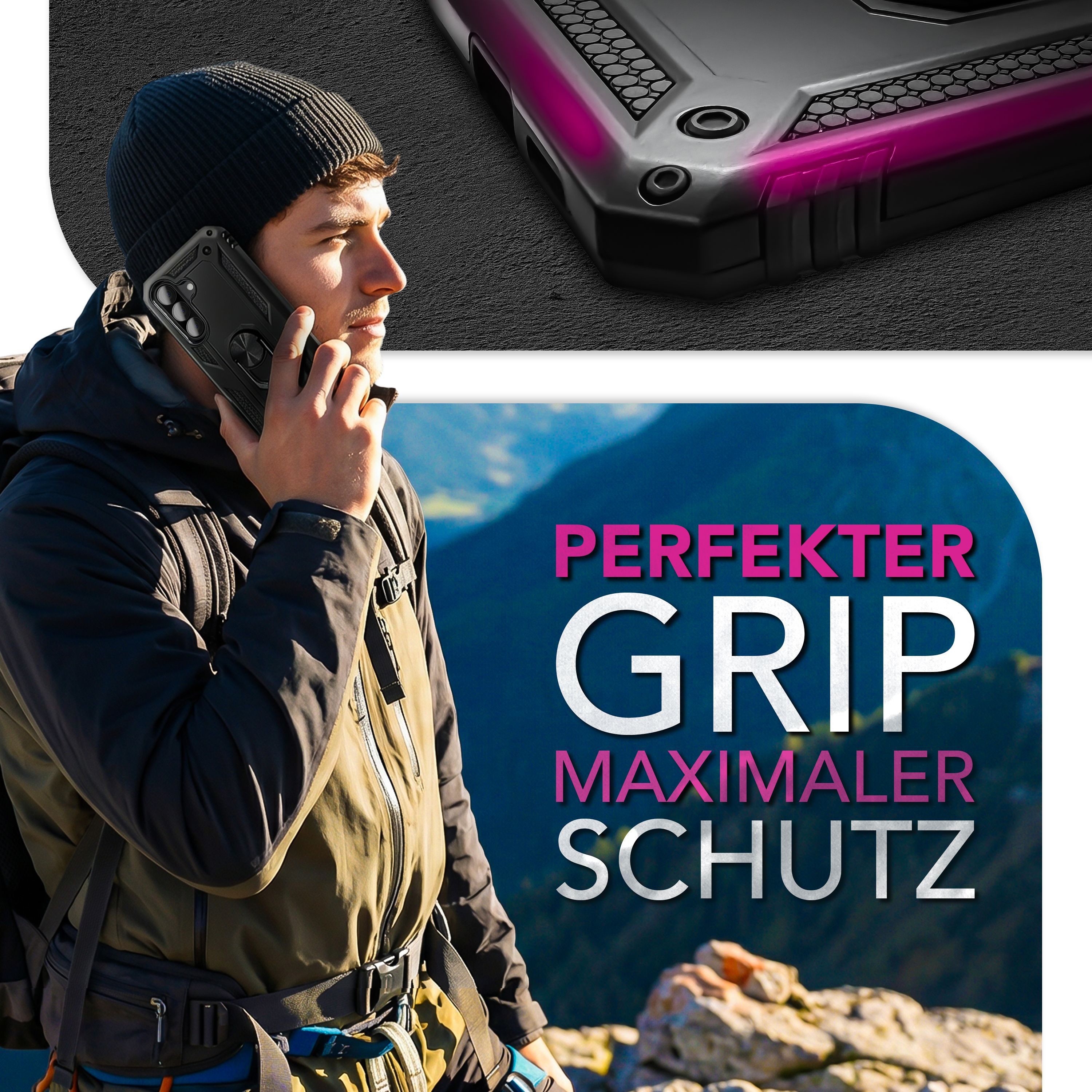 Nalia Smartphone-Hülle Samsung Galaxy A57 17 cm (6,7 Zoll), RINGDEFEND Case - Militär-Schutz, 360° Ring-Halter & Standfunktion