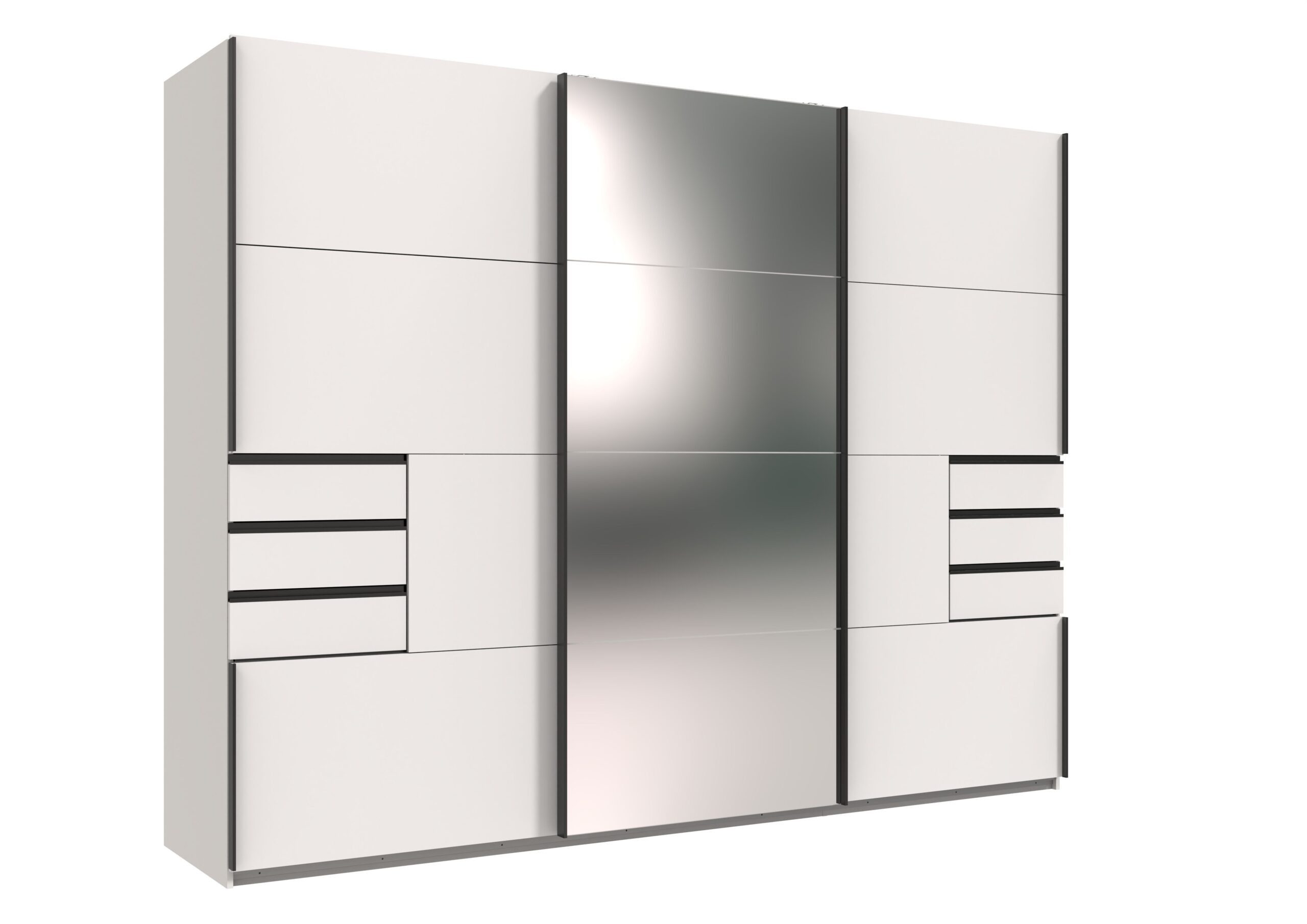 möbel-direkt.de Kleiderschrank Saigon in Weiß und schwarzen Griffen (Spar-Set, 1-St., Kleiderschrank) mit Spiegeltür