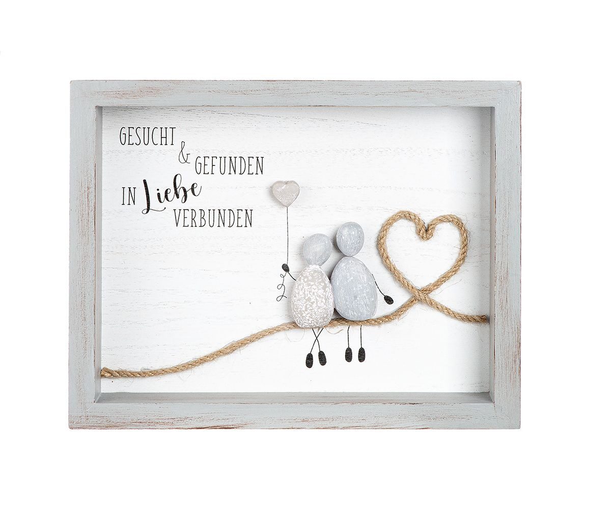 GILDE Dekoobjekt Steinbild 51822-1 – „Gesucht und Gefunden“ – 25 × 19,5 cm – Wandbild