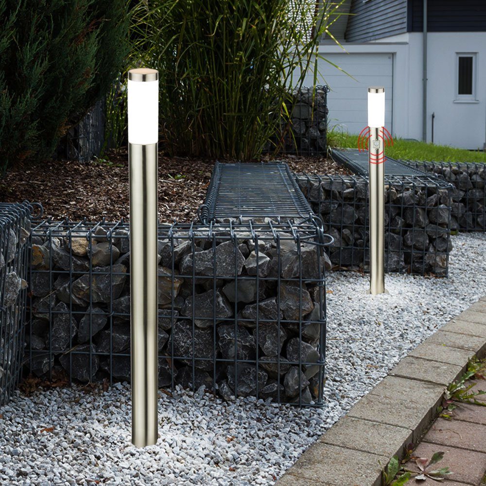 inklusive, Stand Warmweiß, Set Beleuchtung Lampen Außen LED Leuchtmittel LED 2er etc-shop Bewegungsmelder Außen-Stehlampe, Garten Weg