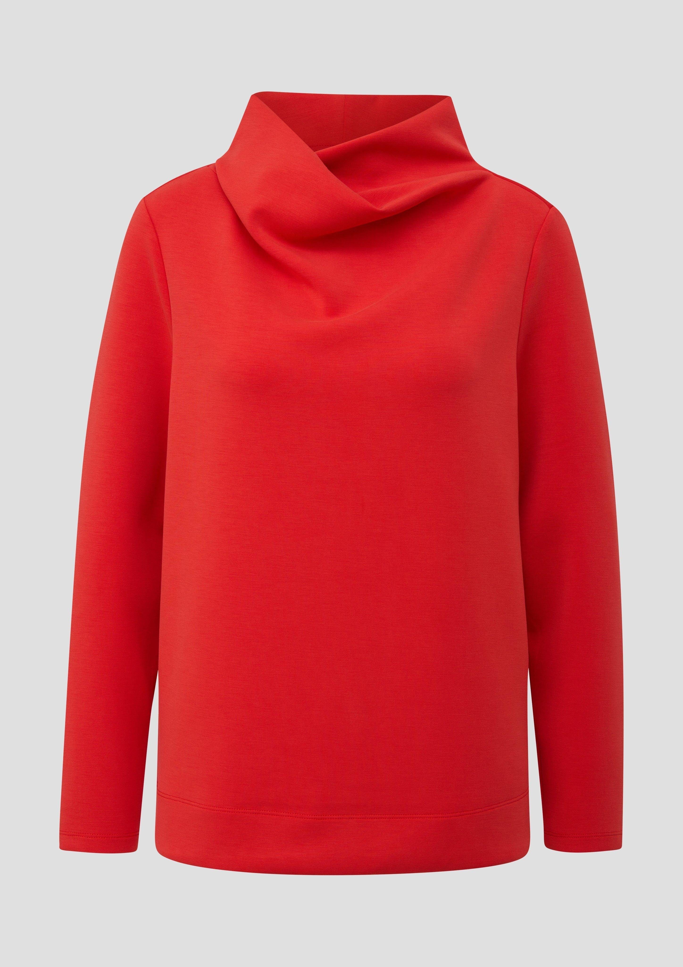 s.Oliver Sweatshirt Scuba-Sweatshirt drapiertem Kragen mit rot