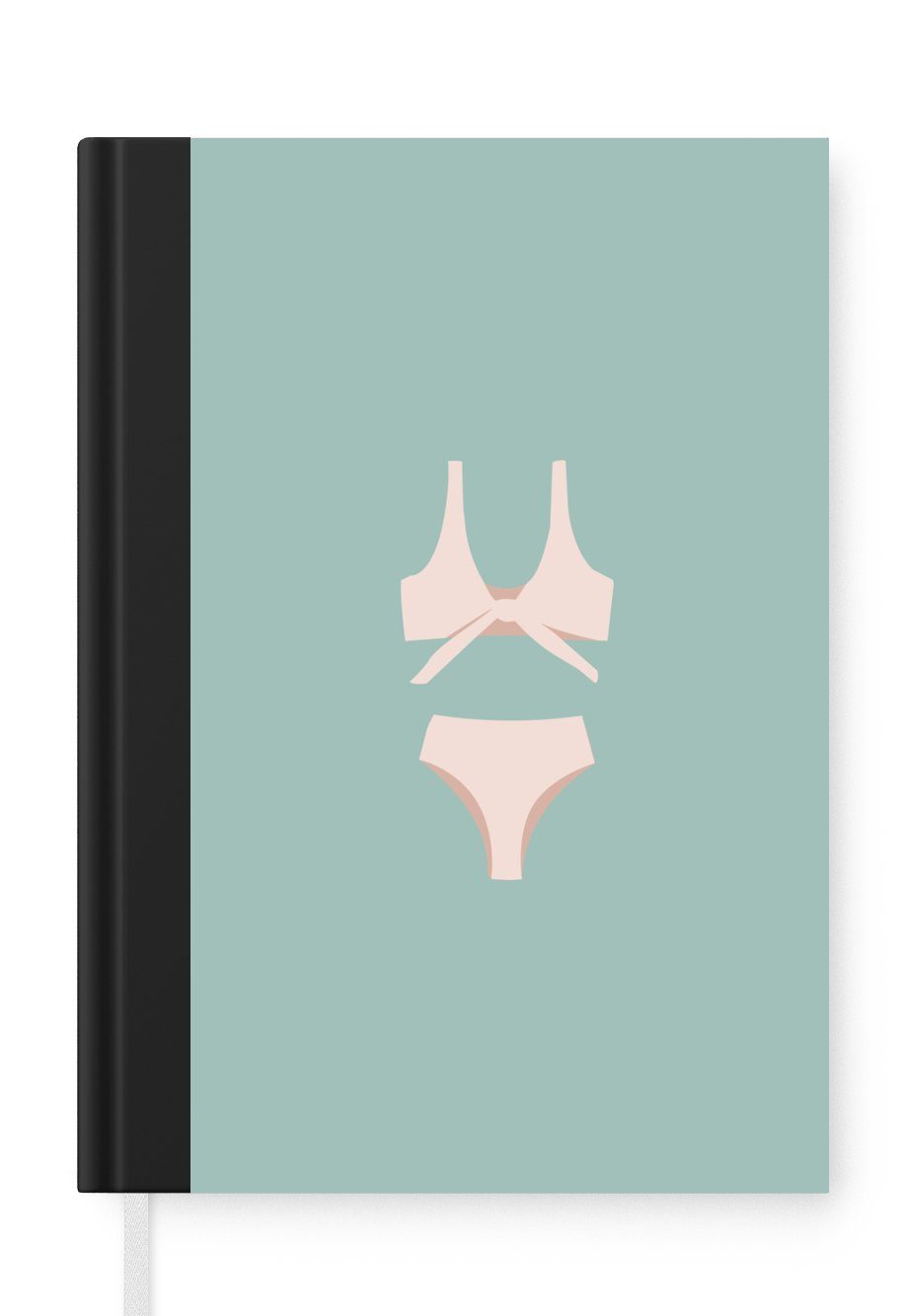 MuchoWow Notizbuch Sommer - Bikini - Abstrakt, Journal, Merkzettel, Tagebuch, Notizheft, A5, 98 Seiten, Haushaltsbuch