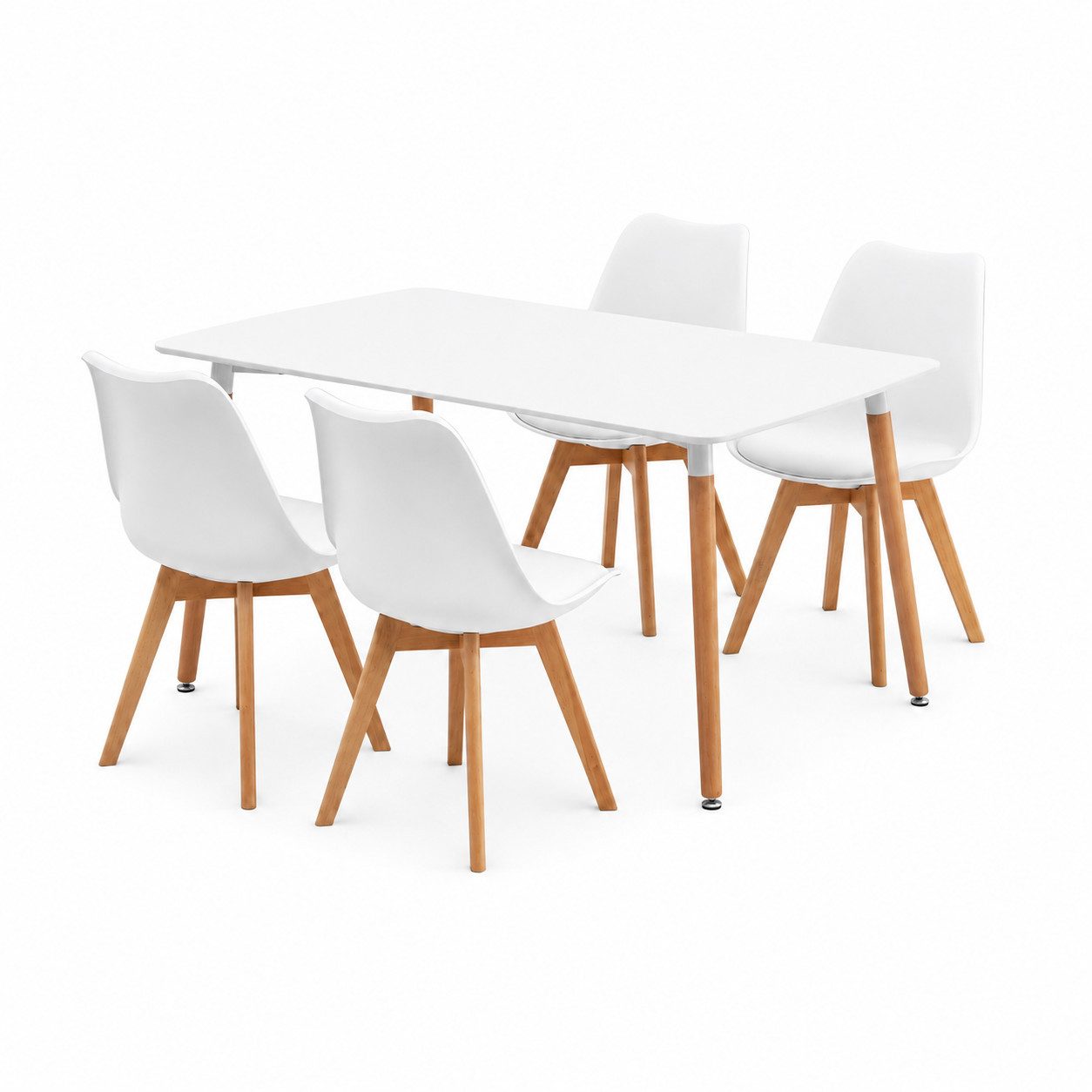 Furnify Essgruppe Tisch ISLA 120 x 60 cm mit 4 Stühlen BJÖRN Esszimmer Set, (Set, 5-tlg), skandinavisches Design, ideal für kleine Räume