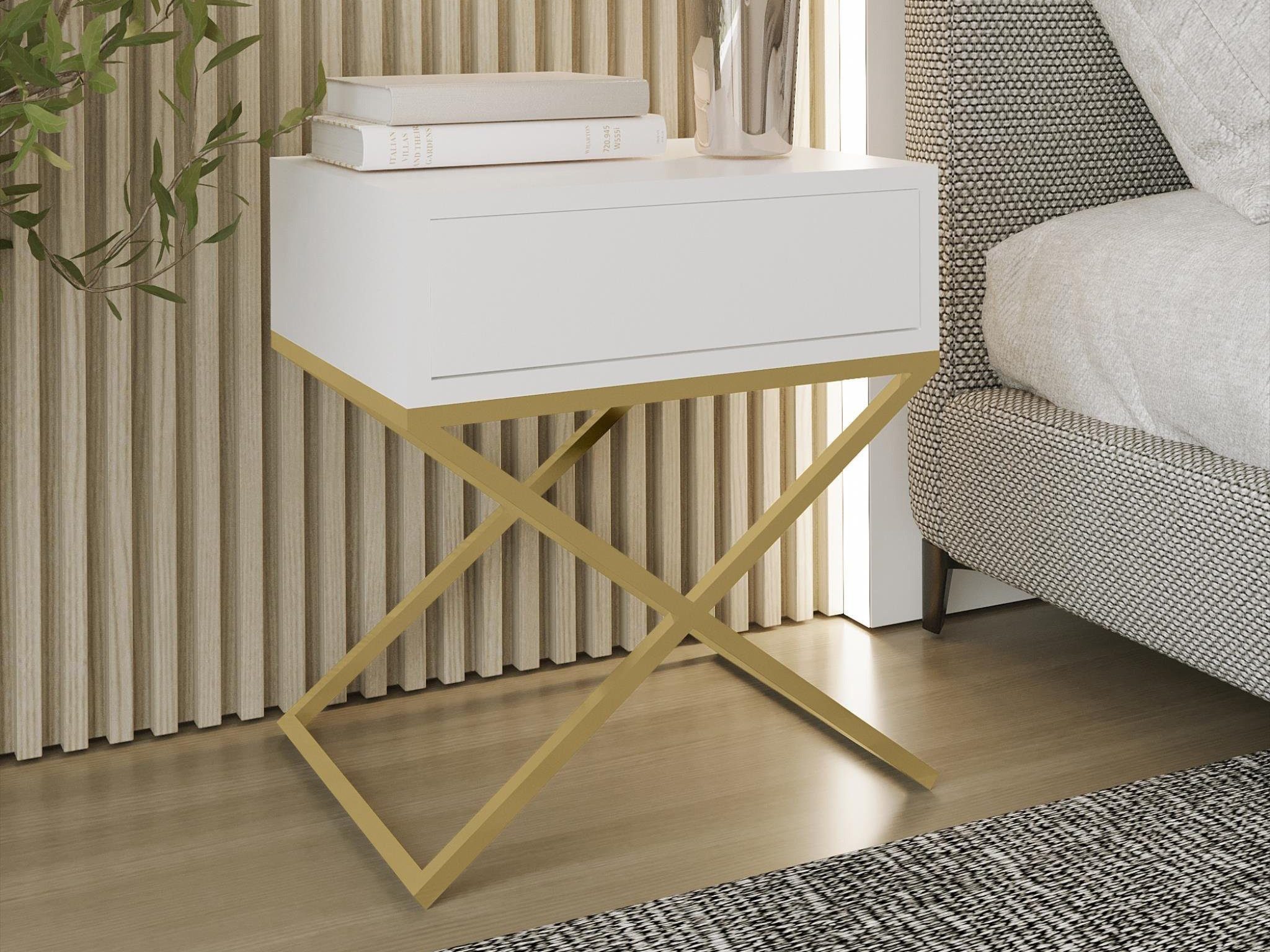 Beautysofa Nachttisch Max (inkl. Schublade, x-förmigen günstig online kaufen