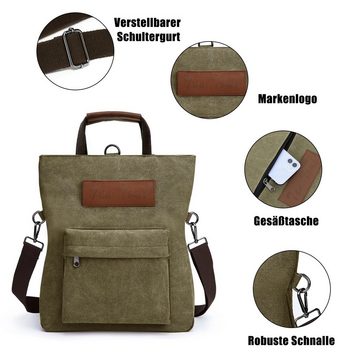 TAN.TOMI Schultertasche Canvas Rucksack Damen 2 in 1 Groß Crossbody Tasche Handtasche, für Arbeit, Büro, Einkaufen, Shopper Reisen im Freien