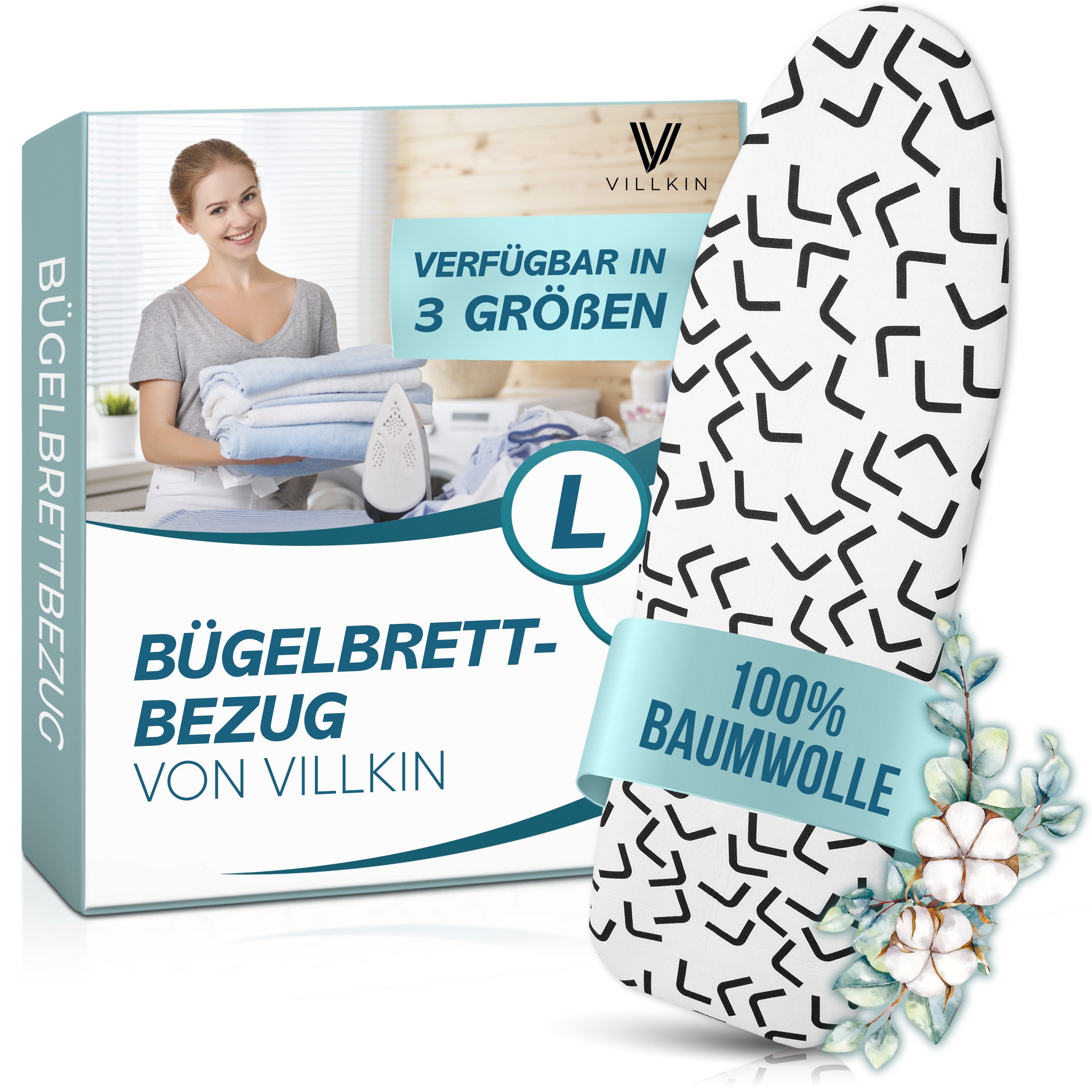 Villkin Bügelbrettbezug, Bügeltischbezug, Bügelunterlage, Bügelpolster, Bügelbrettpolster, 3 Größen, einfache Anbringung, Langlebig