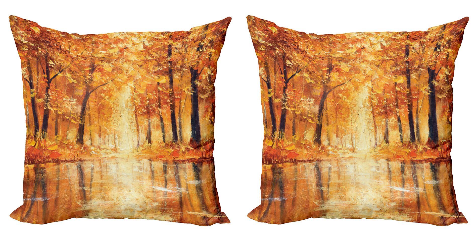 Kissenbezüge Modern Accent Doppelseitiger Digitaldruck, Abakuhaus (2 Stück), Herbst Forest Lake Fall-Bäume