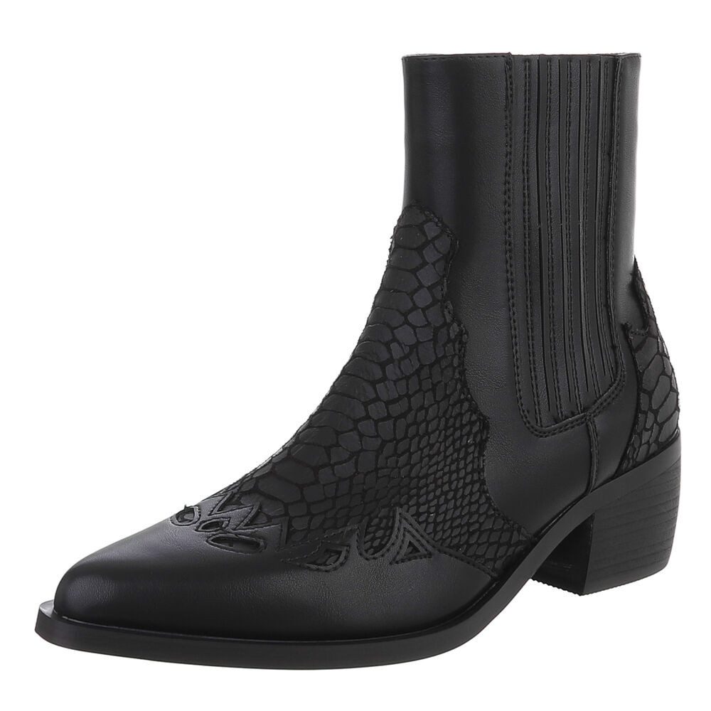 Ital-Design Elegante Stiefeletten mit reptilähnlichem Detail günstig online kaufen