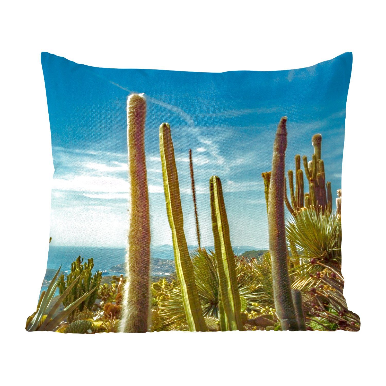 MuchoWow Dekokissen Kaktus - Meer - Himmel, Zierkissen mit Füllung für Wohzimmer, Schlafzimmer, Deko, Sofakissen