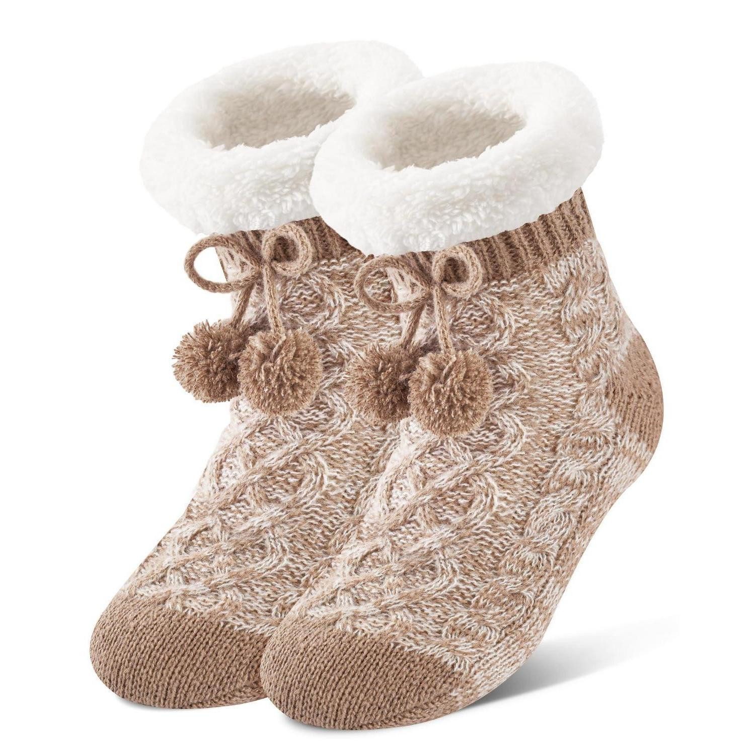 LuxusKollektion Kuschelsocken Kuschelsocken Damen Khaki 36-43