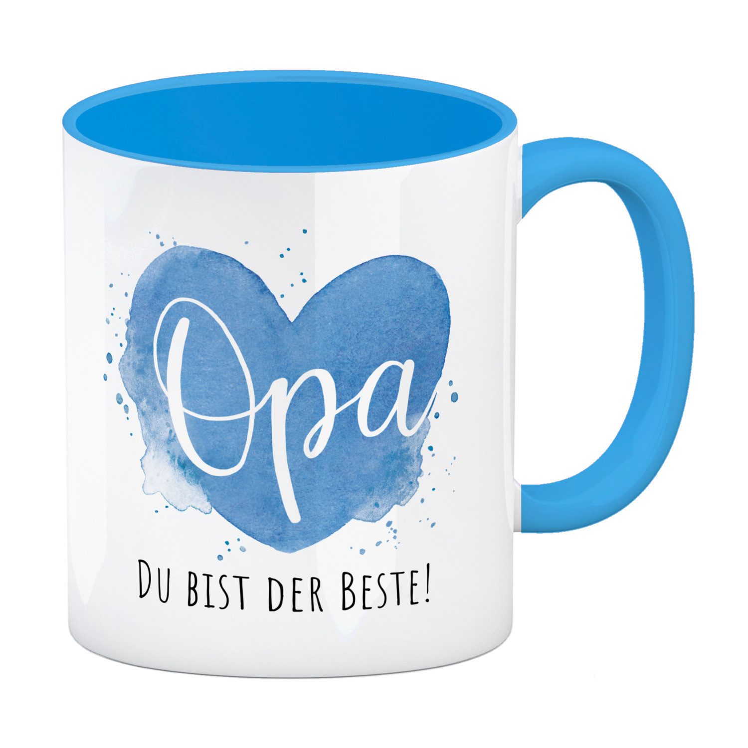 Tasse Bester Opa Kaffeebecher in hellblau mit Spruch Opa Du bist der Beste