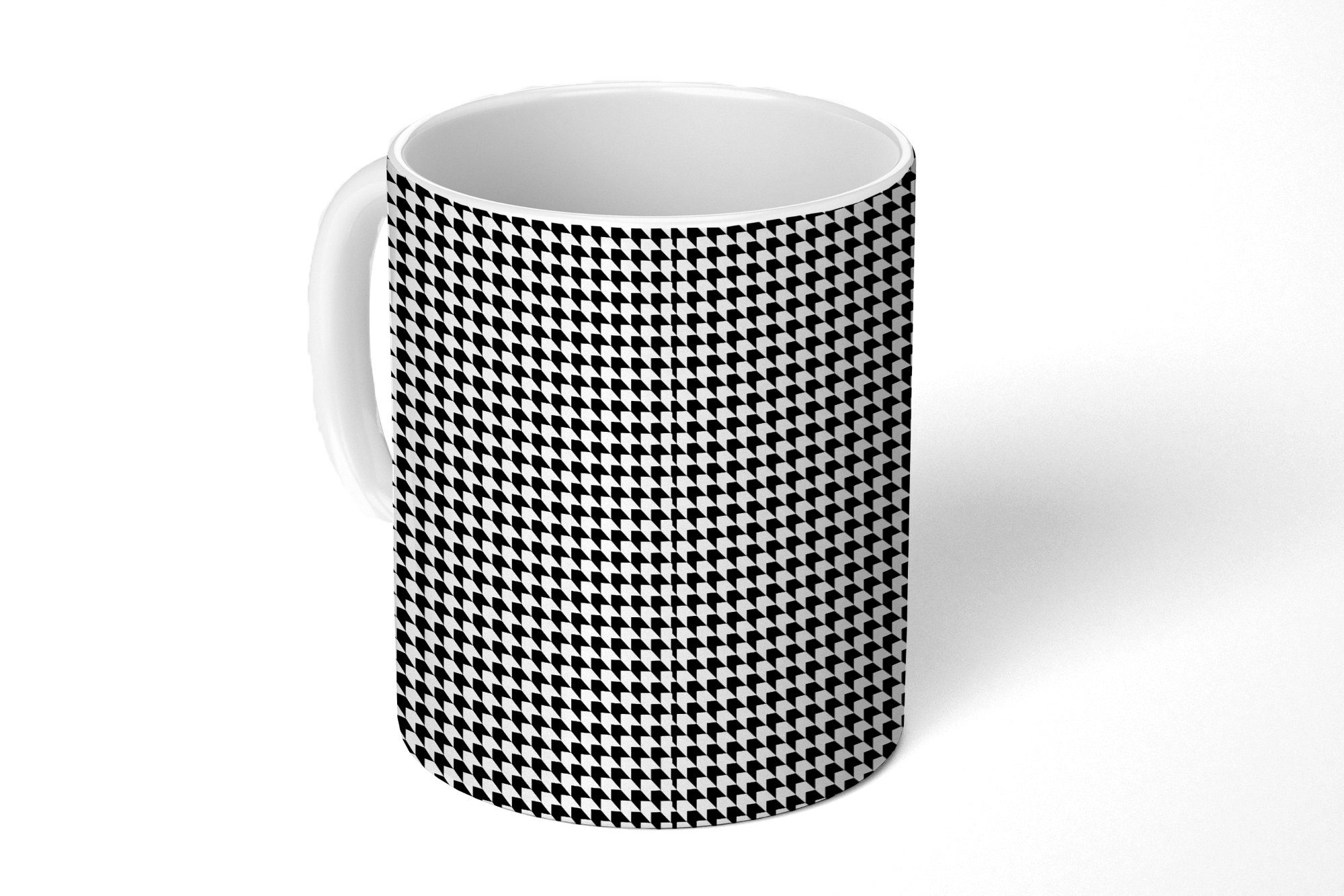 MuchoWow Tasse Schwarz - Weiß - Design - Geometrie - Muster, Keramik, Kaffeetassen, Teetasse, Becher, Teetasse, Geschenk | Tassen