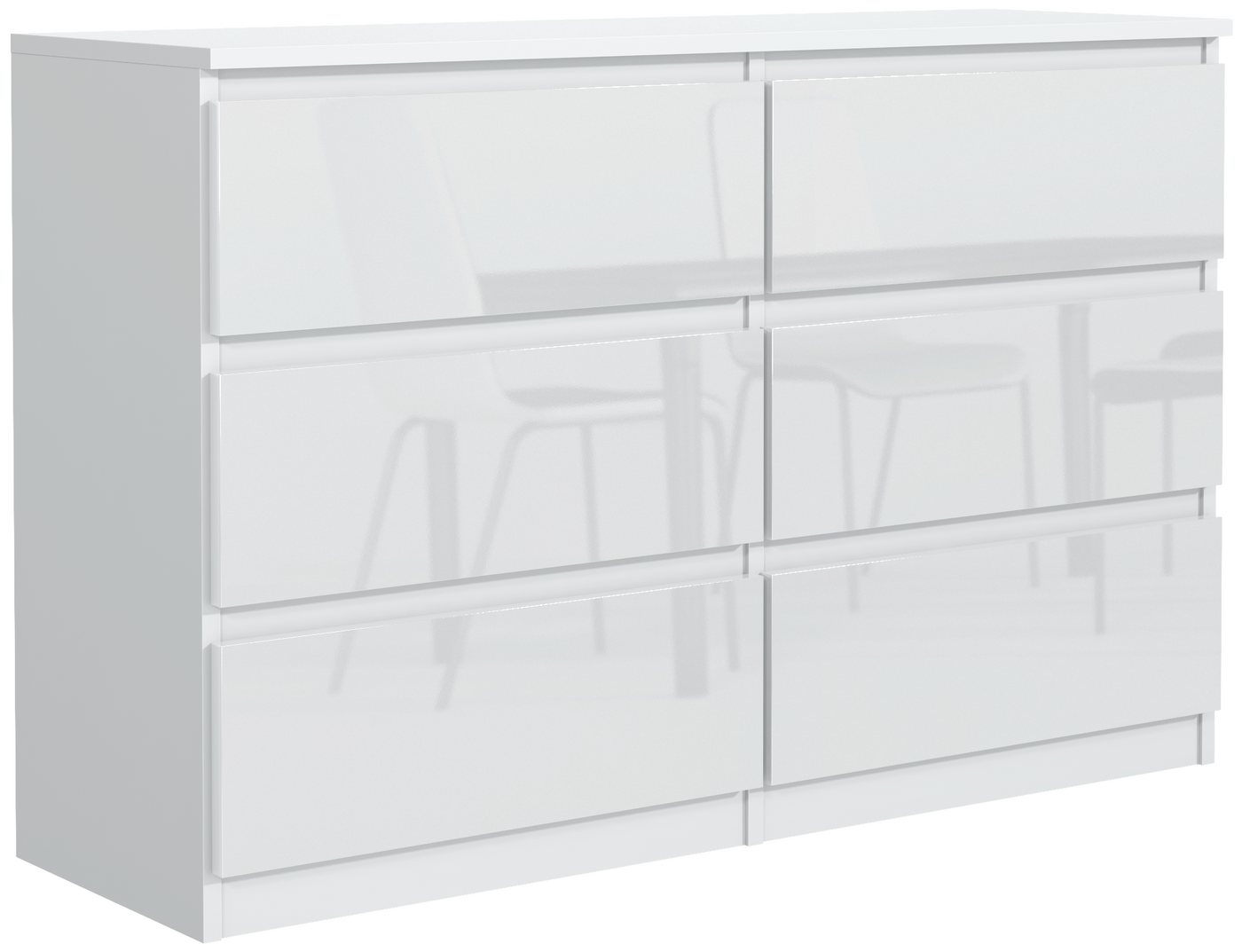 MAGOWA Schubkastenkommode Kommode 140cm - moderne Kommode mit 6 Schubladen für viel Stauraum, Breite 140 cm - Tiefe 39 cm - Höhe 79 cm