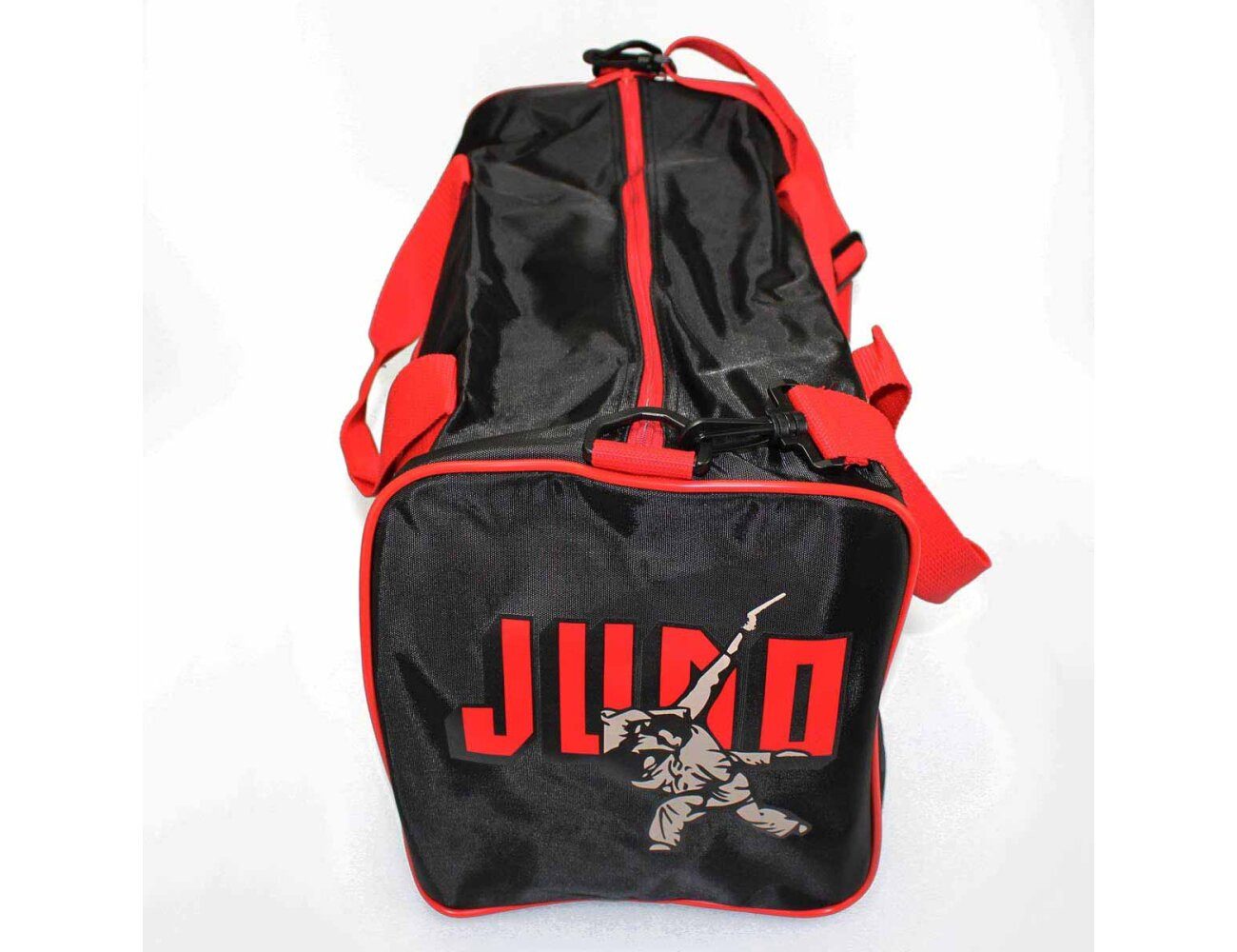 BAY-Sports Sporttasche Trainingstasche für Kinder Motiv Druck Judo Judoka Schriftzug Kids (Stück, schwarz/rot), geräumiges Hauptfach ordentliche Aufbewahrung strapazierfähig robust