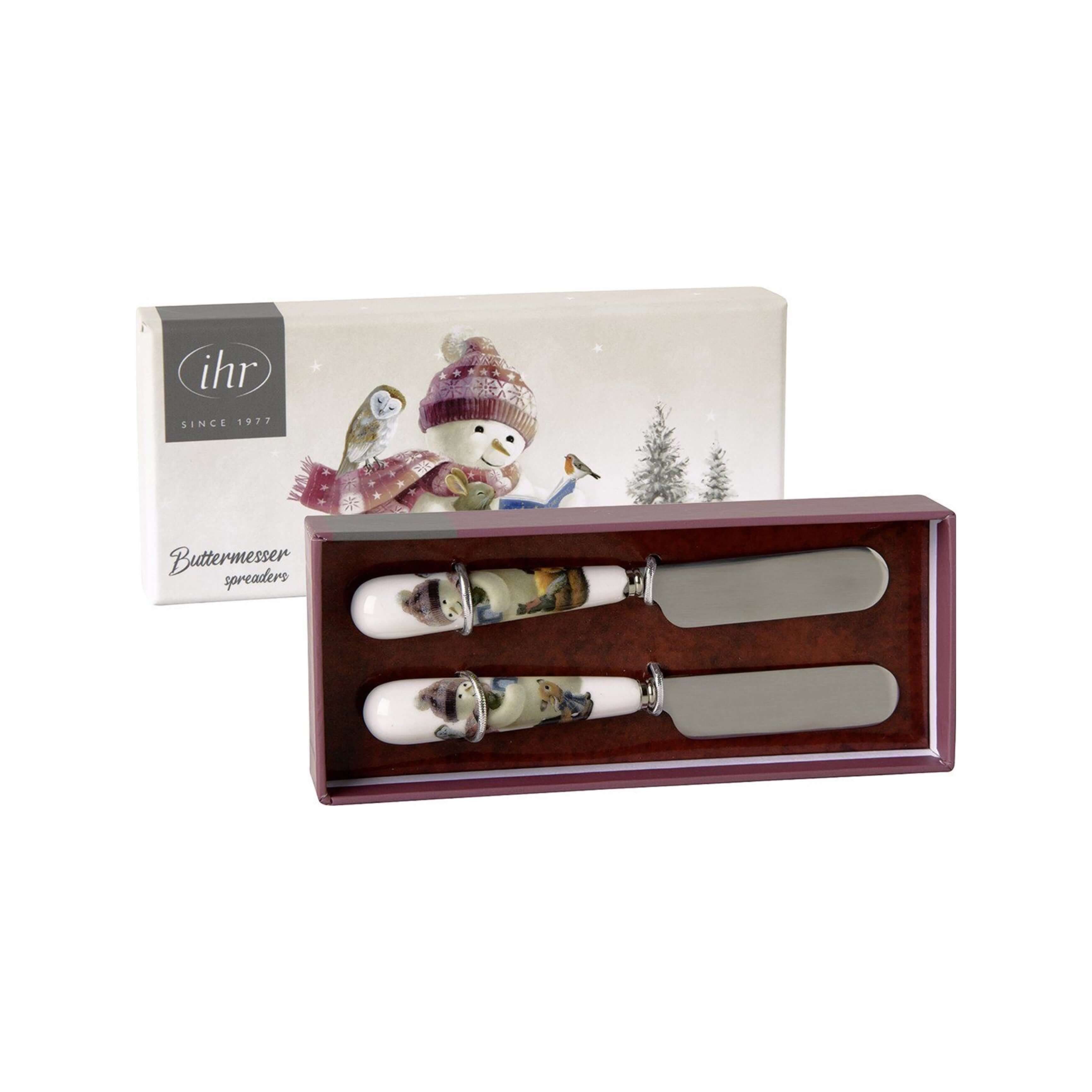 IHR Buttermesser Buttermesser 2er-Set mit Porzellangriffen Wintermotiv von ihr - Weihna