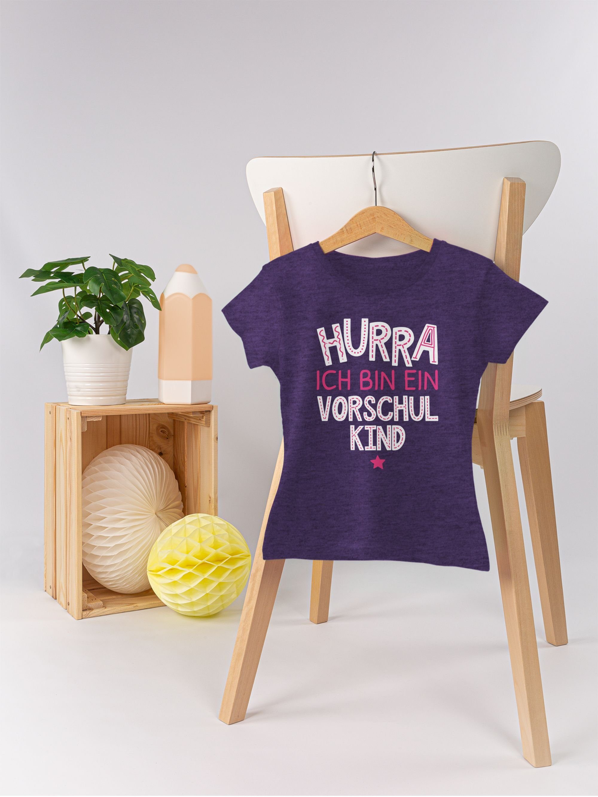 ich Geschenke Vorschulkind Meliert pink Shirtracer ein Lila Hurra bin 1 Vorschulkinder weiß T-Shirt