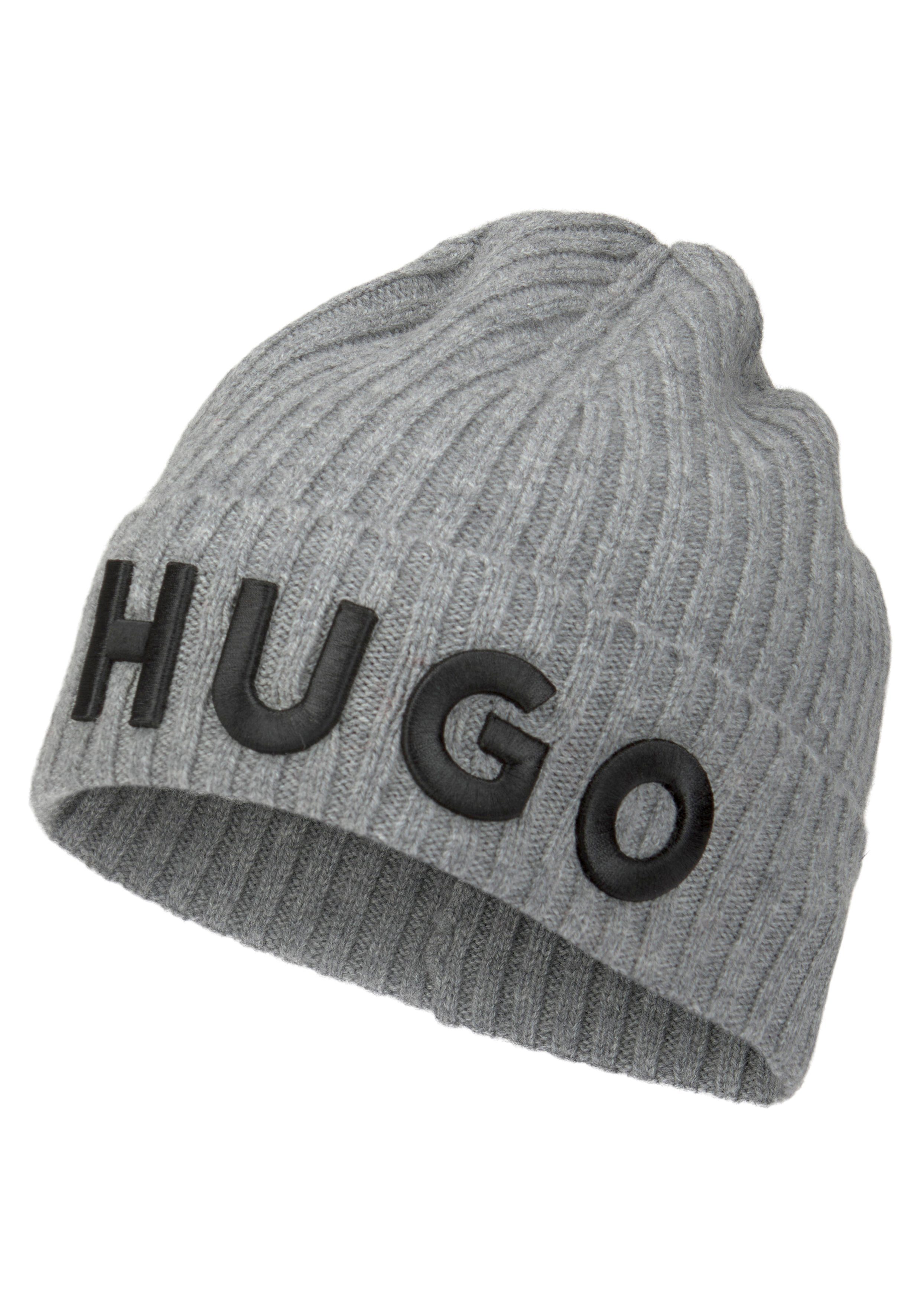 HUGO Beanie Unisex-X565-6 mit großem HUGO Logo Grau (047)