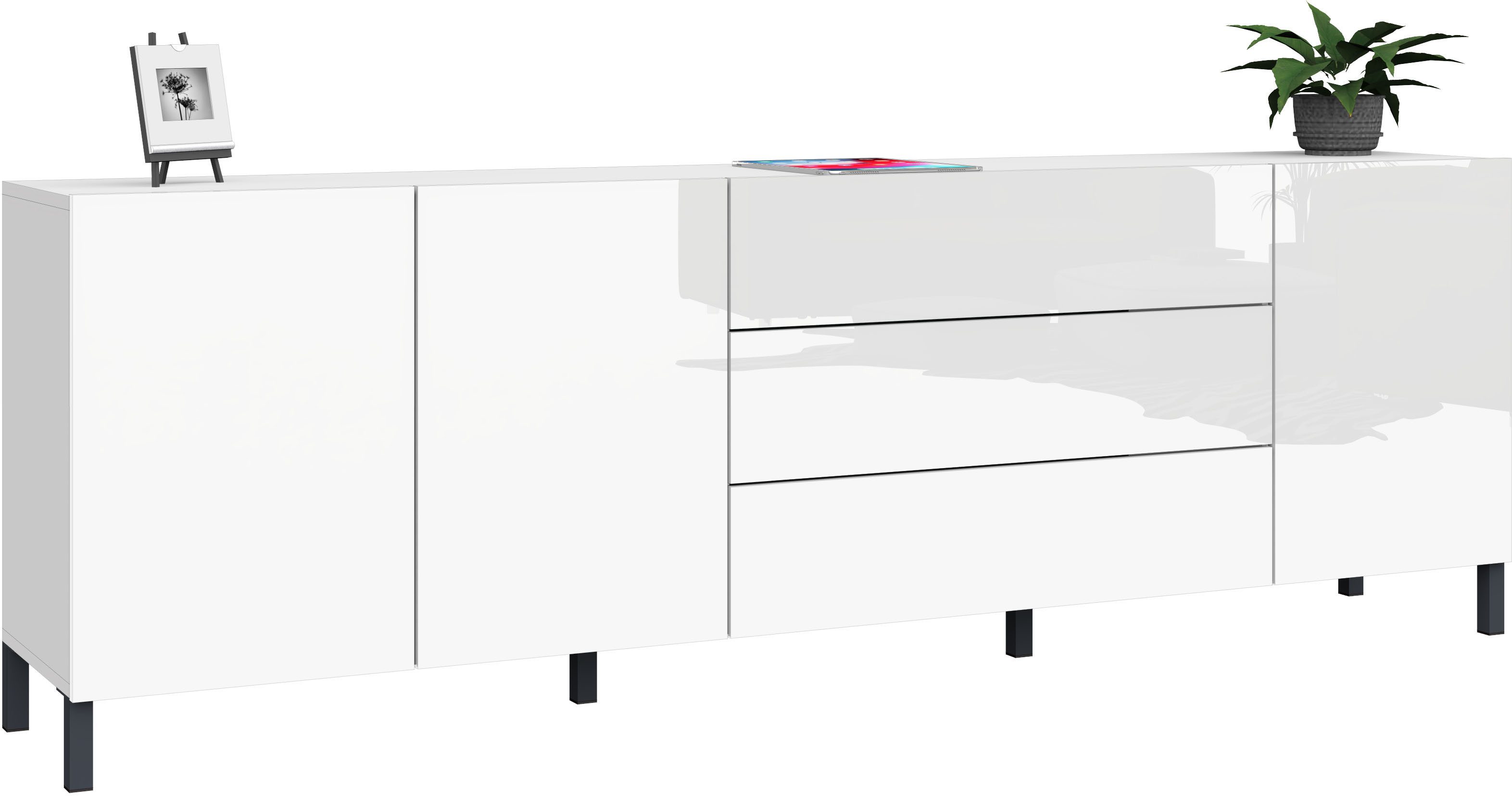 borchardt Möbel Sideboard Sophia, Kommode mit Metallfüßen, 3 Schubkästen, Breite 152 oder 190 cm, 152 oder 190cm, viel Stauraum, grifflos, praktisch, mehrere Größen