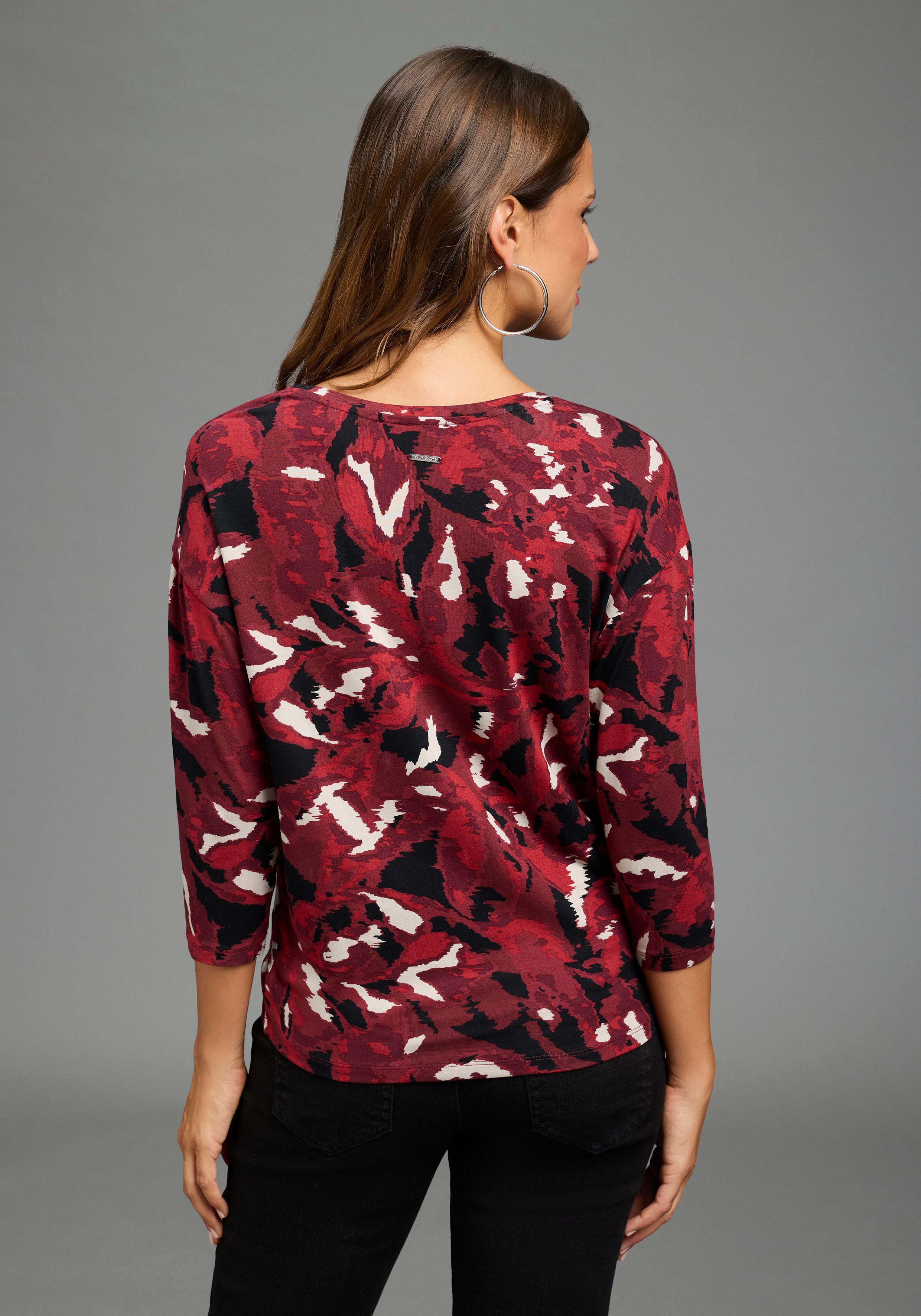 Laura Scott 3/4-Arm-Shirt 3/4-Arm, figurumspielende Passform, hüftlange Schnittform