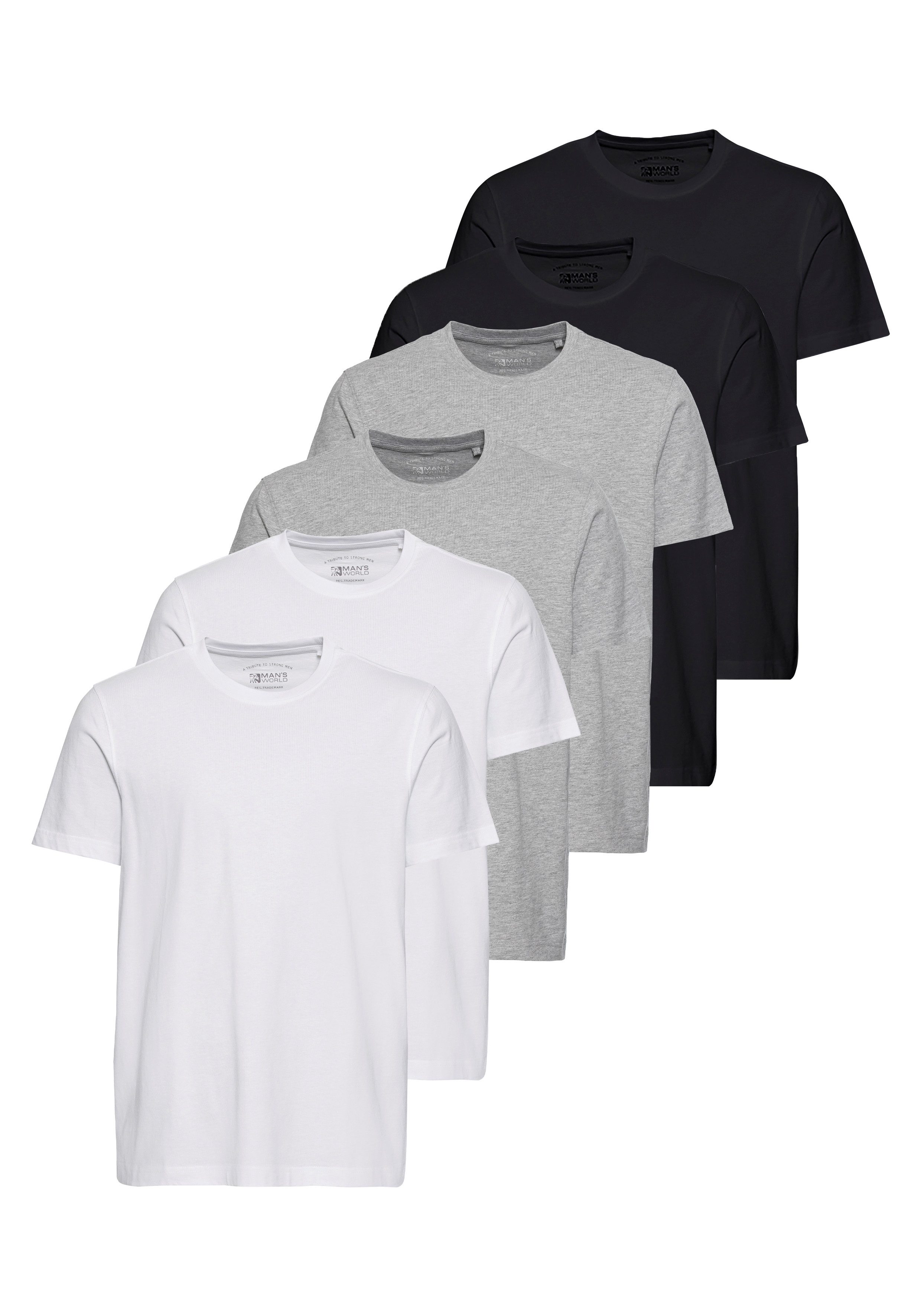 Man's World Rundhalsshirt (Packung, 6-tlg., 6-er Pack) Kurzarm, unifarben, günstig online kaufen