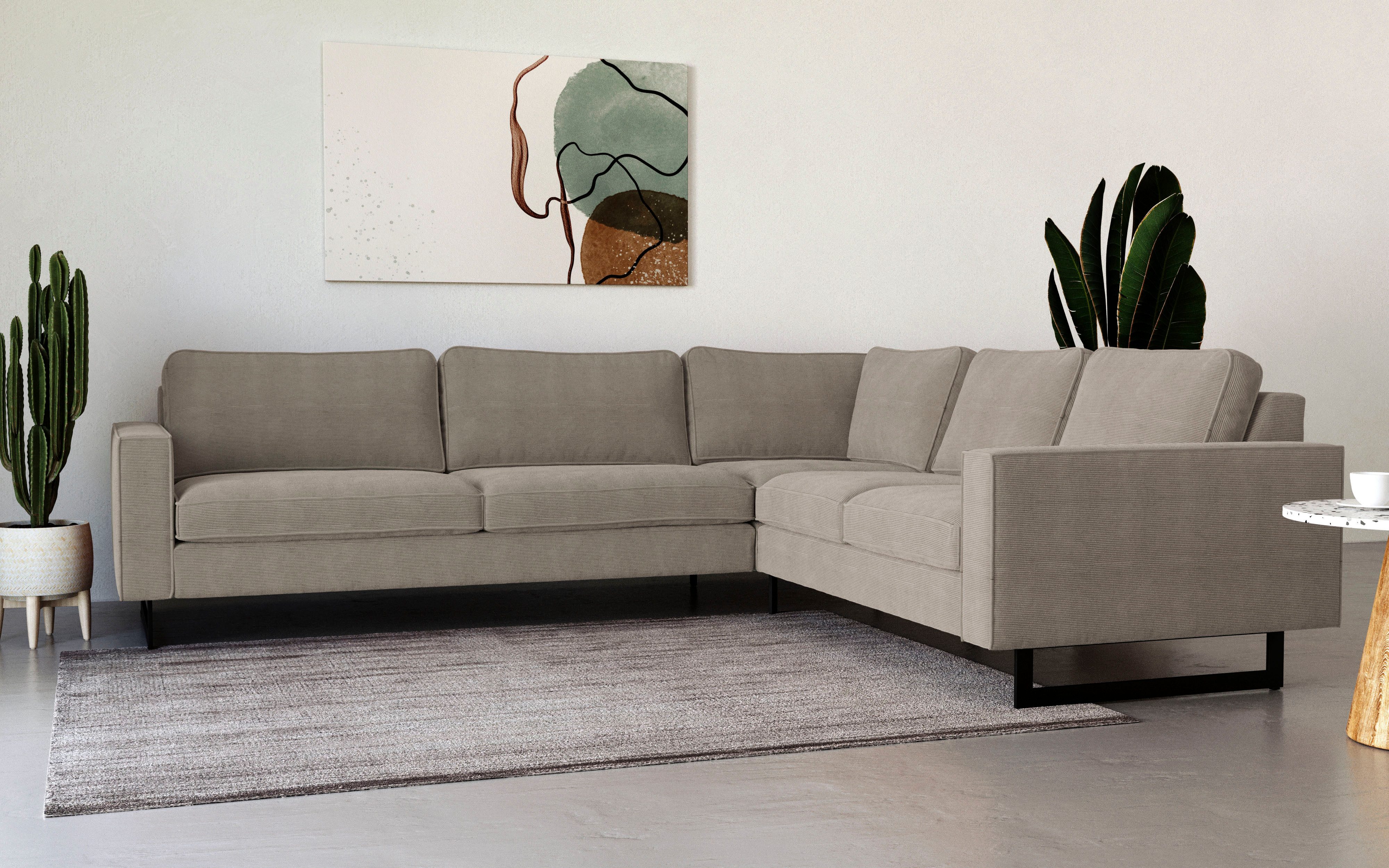 Places of Style Ecksofa "Pinto, XXL, 250/290 cm, langer Schenkel, Ottomane" günstig online kaufen